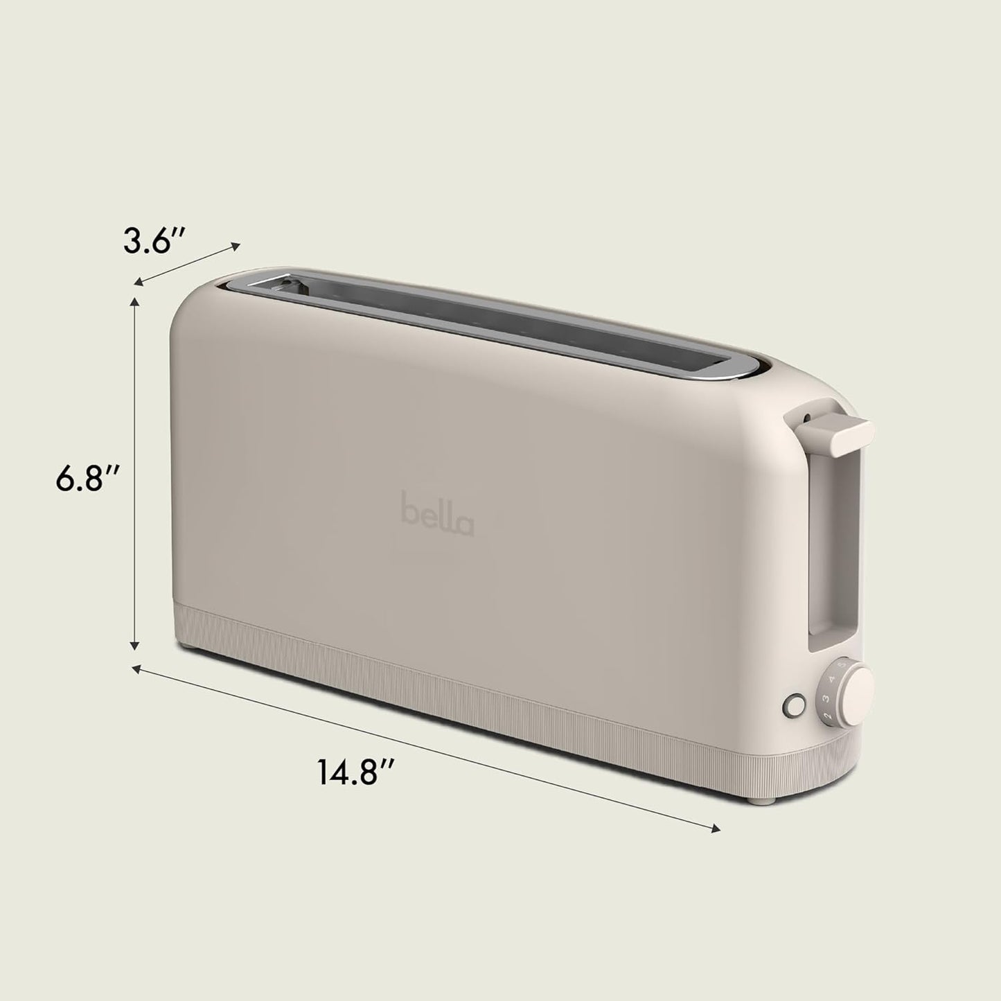 bella 2 Slice Slim Toaster, Fits-anywhere?Kitchenware, 6 Setting Shade Control with Reheat & Cancel Buttons, Fits sourdough, 10?Long Slot, Anti Jam & Auto Shutoff, 900 Watt, Oatmilk