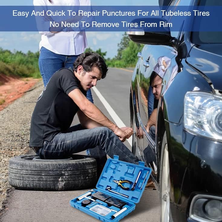 AUTOWN Tire Repair Kit - 68pcs Heavy Duty Tire Plug Kit, Universal Tire Repair Tools to Fix Punctures and Plug Flats Patch Kit for car Motorcycle, Truck, ARB,ATV, Tractor, RV, SUV, Trailer
