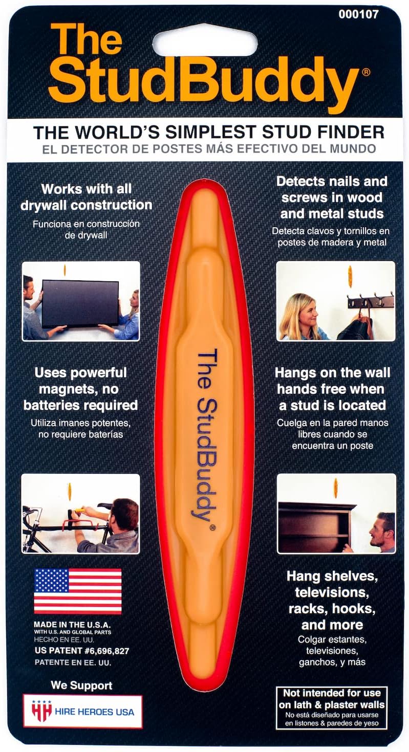 The Original StudBuddy?Magnetic Stud Finder - Made in the USA - Easy to Use Stud Finder - No Batteries Required - Powerful Magnet Stud Finder - Stud Finder for Drywall and Wood