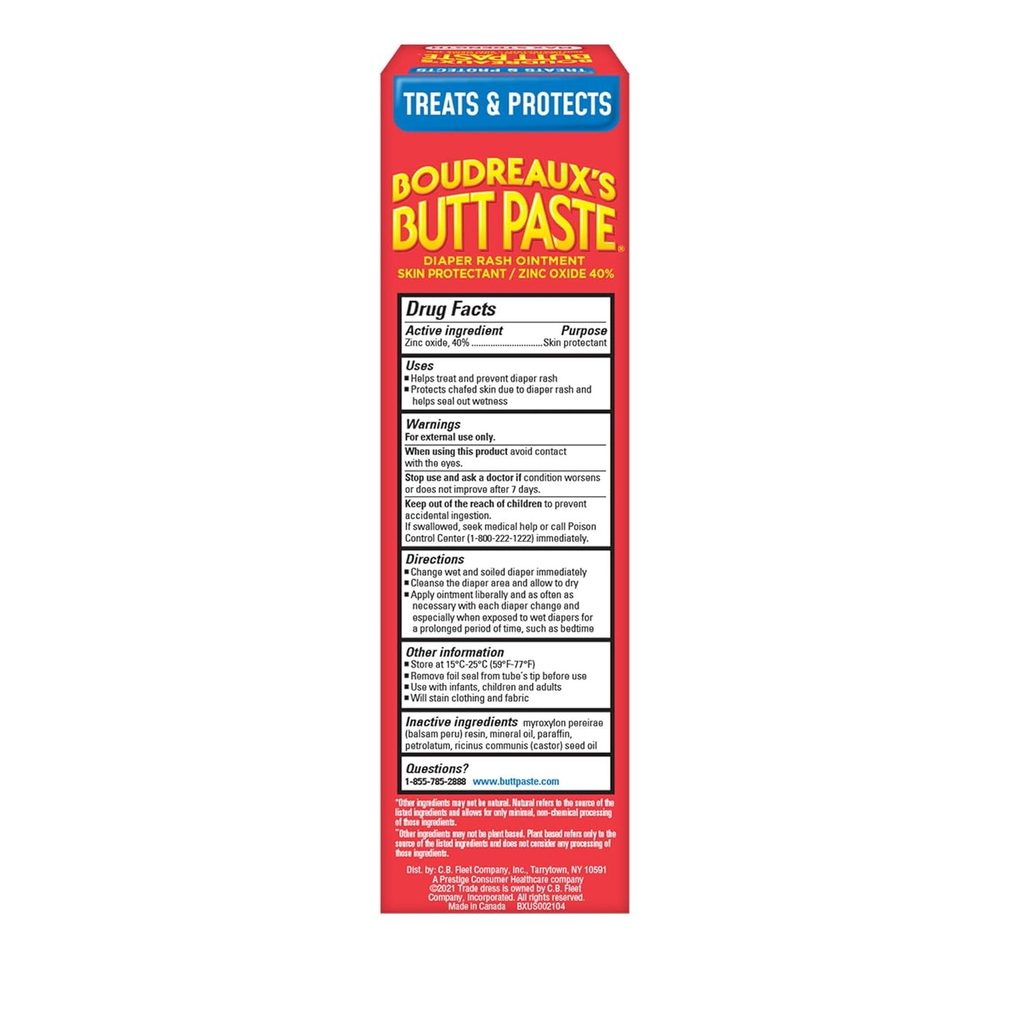 Boudreaux? Butt Paste Max Strength Diaper Rash Cream for Baby, Ointment With Zinc Oxide, 4 oz Tube