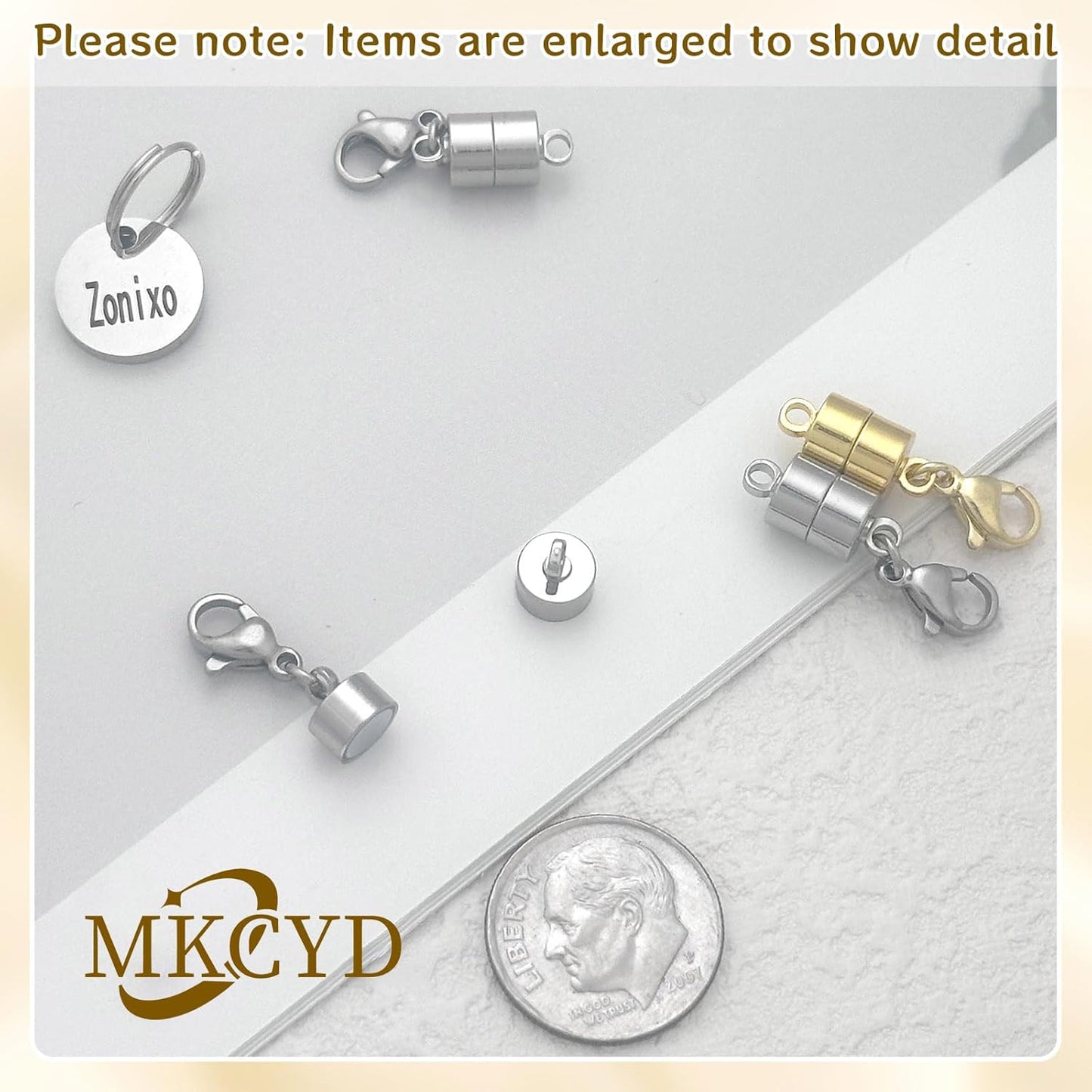 MKCYD Magnetic Necklace Clasp with Lobster Clasp,14K Gold and Silver Magnetic Jewelry Clasps for Necklace Extender Bracelet Closures