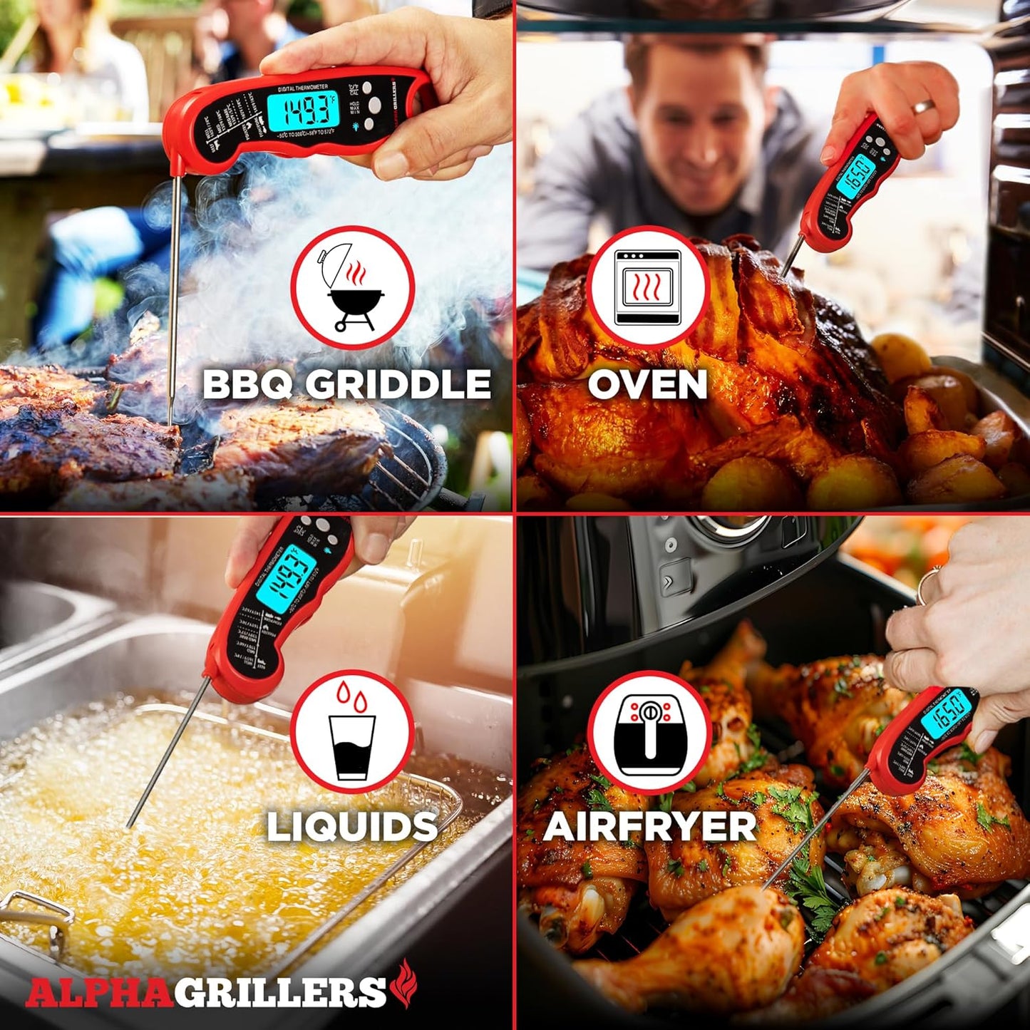 Alpha Grillers Meat Thermometer Digital ?Instant Read Food Thermometer for Cooking & Grilling ?Professional Kitchen Gifts for Men, Dad & Mom