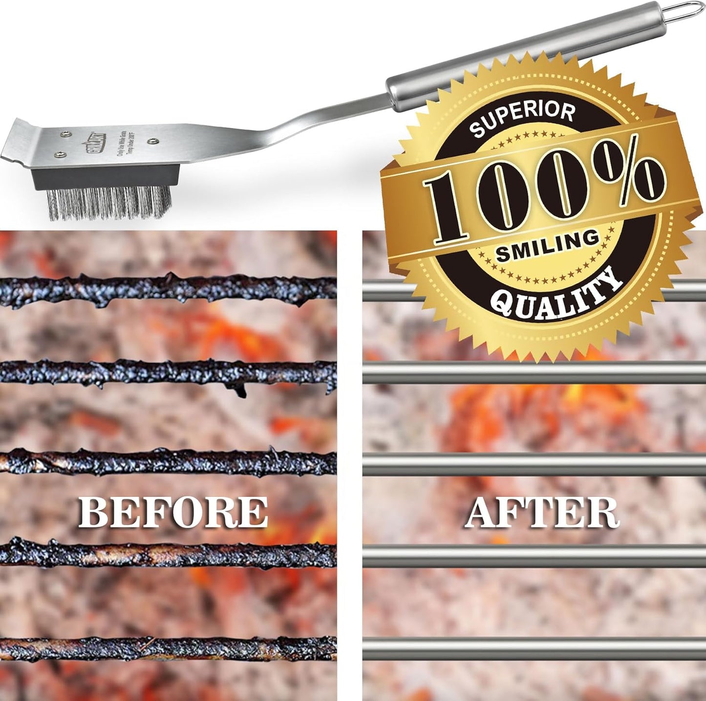 GRILLART Grill Brush and Scraper, Wire BBQ Grill Brush for Outdoor Grill, 16.5?Grill Cleaning Brush BBQ Grill Accessories, Safe Grill Cleaner Brush-Ideal Gift for Men/Dad BBQ Brush for Grill Cleaning