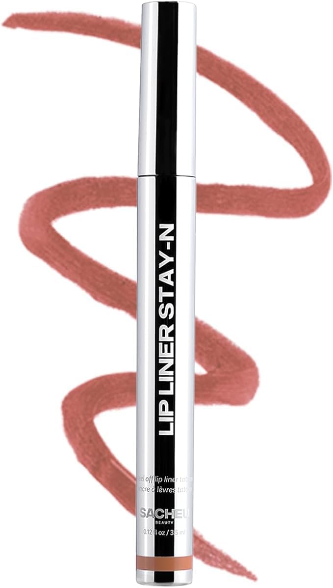 Sacheu Lip Liner STAY-N Peel Off Lip Stain ?Long Lasting Waterproof Lip Tint with Hyaluronic Acid & Vitamin E ?Transfer Proof Matte Finish, Vegan & Cruelty-Free (p-INKED)
