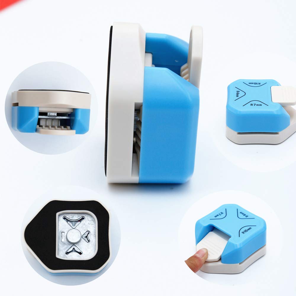 QIQQIKIN Paper Corner Rounder 3 in 1 (R4mm+R7mm+R10mm), Punches for Crafts, Cutter ,Envelope Punch Board ,Hole Puncher, Laminate, DIY Projects, Photo Cutter,Card Making Scrapbooking and Journaling
