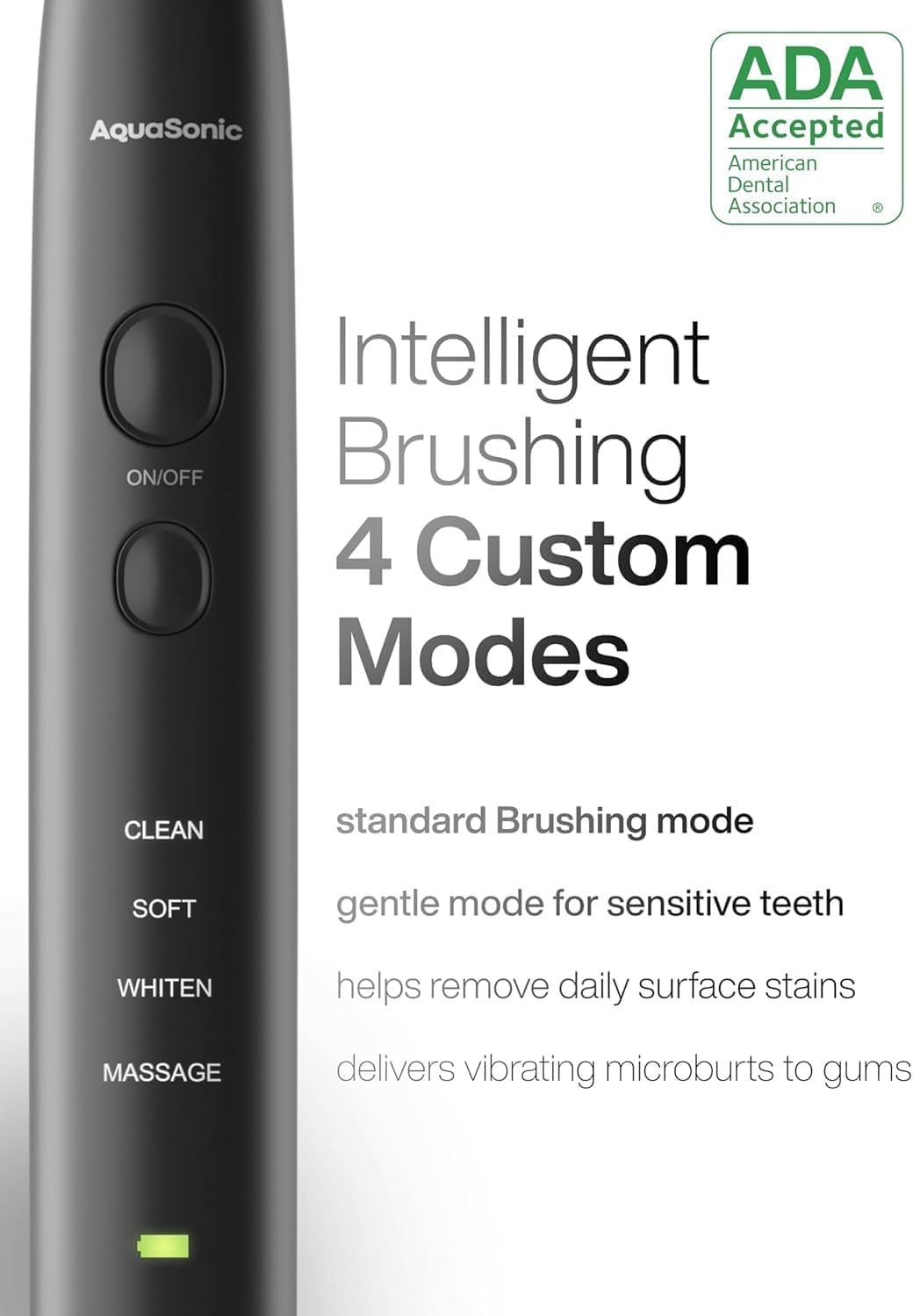 Aquasonic Black Series Ultra Whitening Toothbrush ?ADA Accepted Electric Toothbrush- 8 Brush Heads & Travel Case ?40,000 VPM Electric Motor & Wireless Charging - 4 Modes w Smart Timer