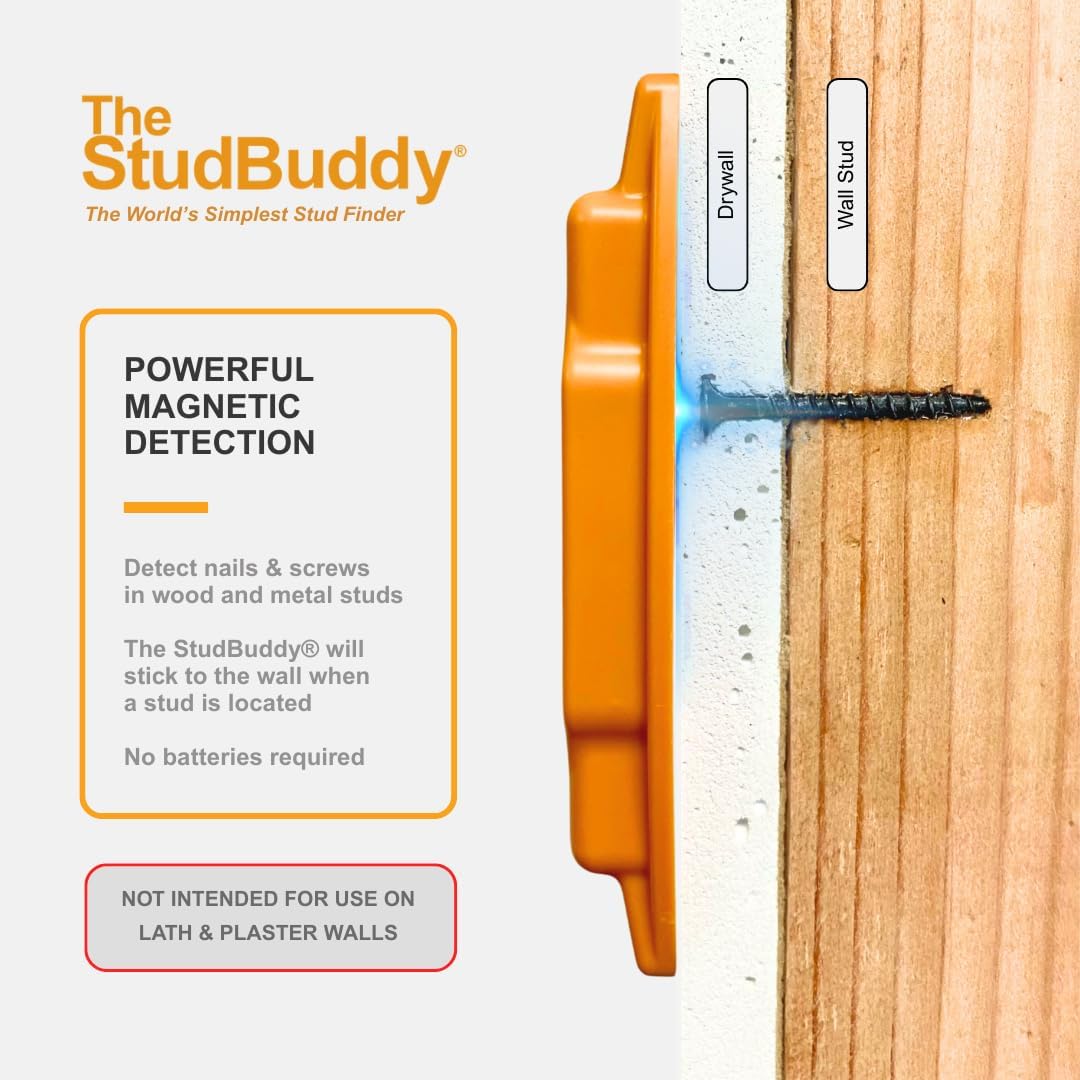 The Original StudBuddy?Magnetic Stud Finder - Made in the USA - Easy to Use Stud Finder - No Batteries Required - Powerful Magnet Stud Finder - Stud Finder for Drywall and Wood