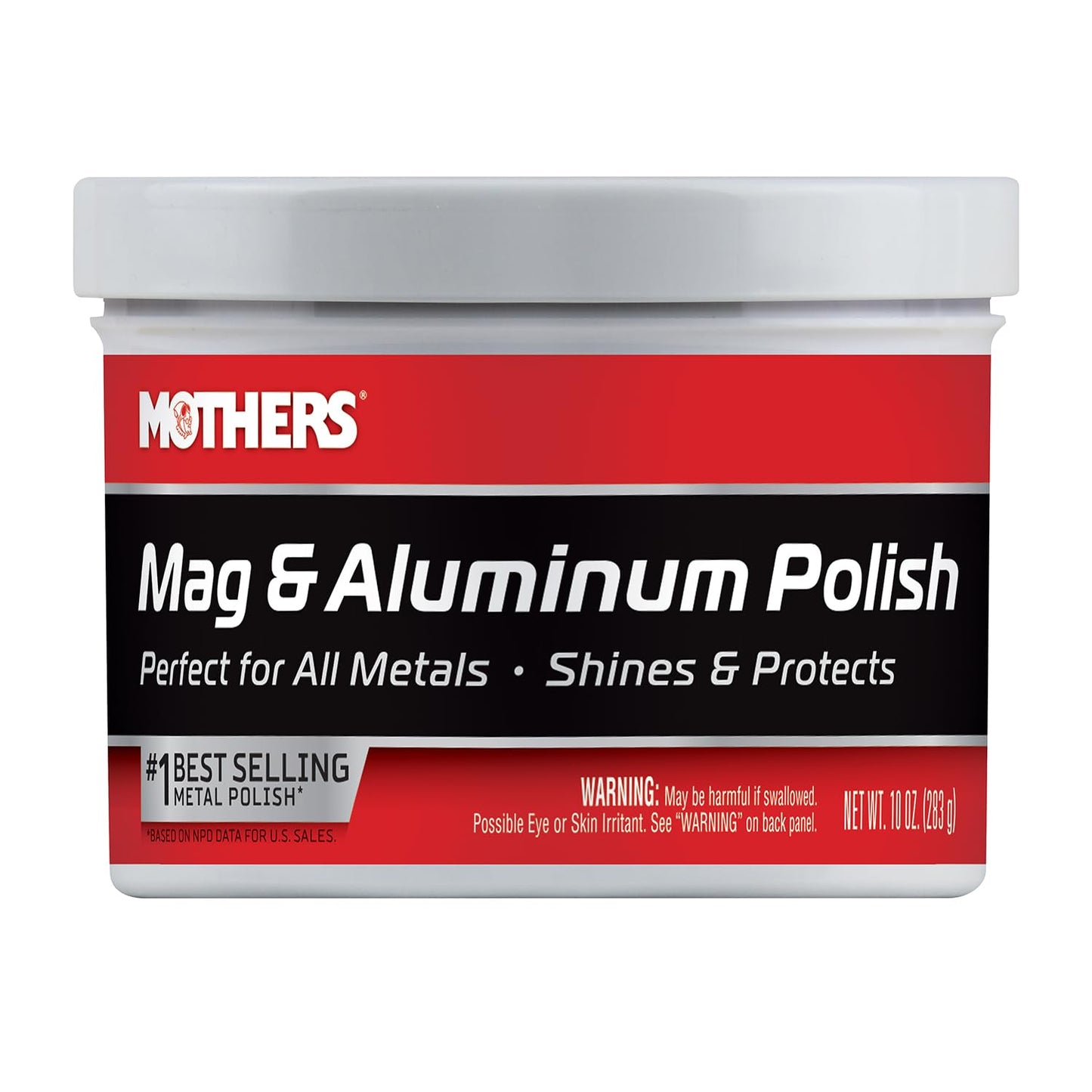 Mothers Mag & Aluminum Polish, 10 oz. ?Brilliant Shine, Easy to Use, for All Uncoated & Unplated Metals Including Aluminum Wheels, Stainless Steel Trim and Exhaust Tips, Brass & More (05101)