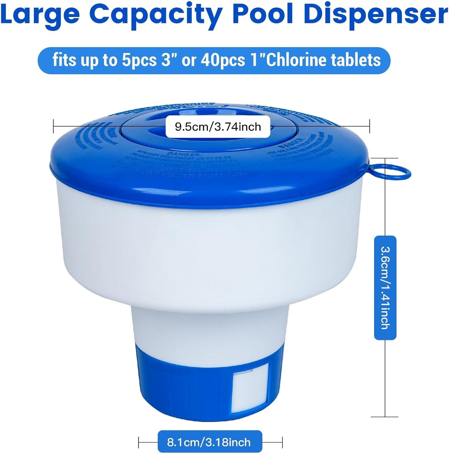 Pool Chlorine Floater for Pools Fits 3" Tablets,7" Diameter Chlorine Tablet Floater with Adjustable Flow Vents Balanced Chemical Dispenser for hot tub/Spa(Collapsible)