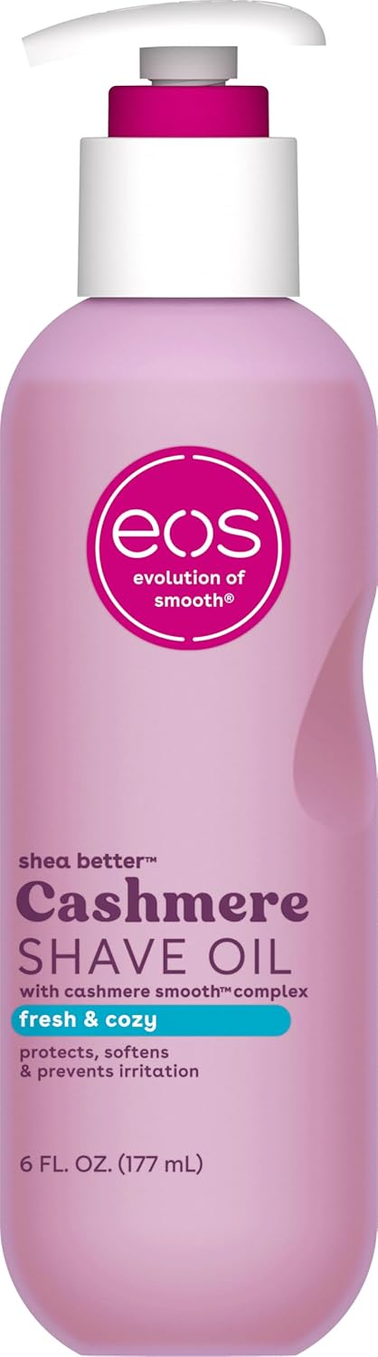 eos Cashmere Shave Oil ?Fresh & Cozy, Moisturizing Shave Oil with Shea Butter & Glycerin, Helps Prevents Irritation & Razor Burn, Vegan, 6 fl oz