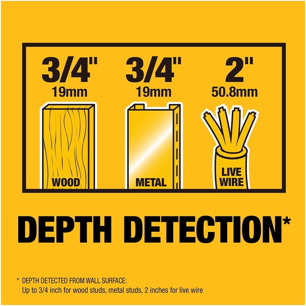 DEWALT Stud Finder, 3/4? Locate Framing Studs Efficiently with LED Arrows, Ideal for Wood and Metal, AAA Batteries Included (DW0100)