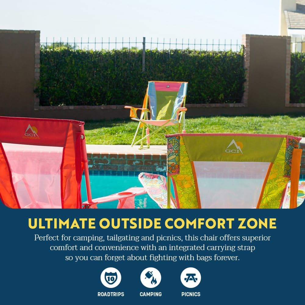 GCI Outdoor Comfort Pro Rocker Camping Chair | Portable Folding Rocking Chair with Durable Armrests & Drink Holder ?Sweet Tea