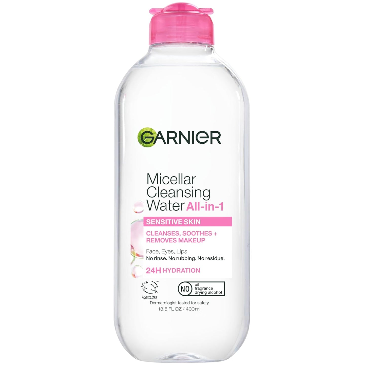 Garnier Micellar Water, Hydrating Facial Cleanser & Makeup Remover, Suitable for Sensitive Skin, Vegan, Cruelty Free, 13.5 Fl Oz (400mL), 1 Count