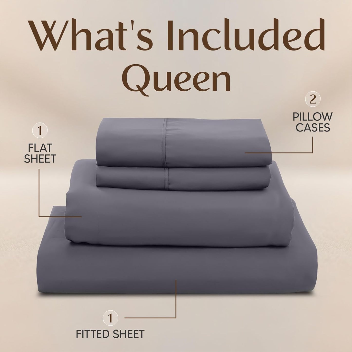 Utopia Bedding Queen Size Sheet Set ?4 Piece Bed Sheets, Soft and Breathable Microfiber, Includes 1 Fitted Sheet, 1 Flat Sheet and 2 Pillowcases ?Oeko Tex (Grey)