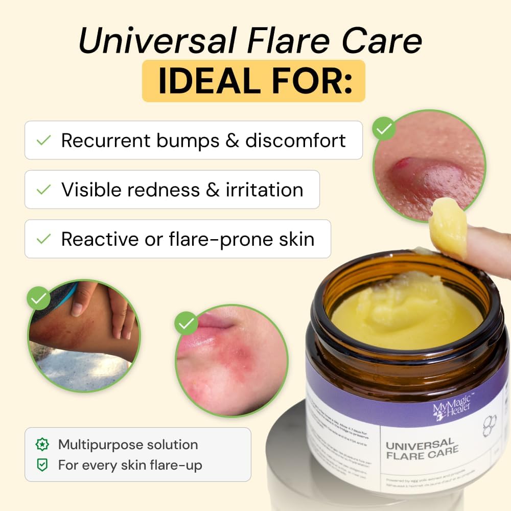 MyMagicHealer Universal Flare Care ?Multi-Purpose Solution | Skin Flare-Ups - Hidradenitis Suppurativa, Folliculitis, Boils, Cysts | Anti-Chafing | Irritated Skin Relief w/Propolis & Egg Yolk 1 oz