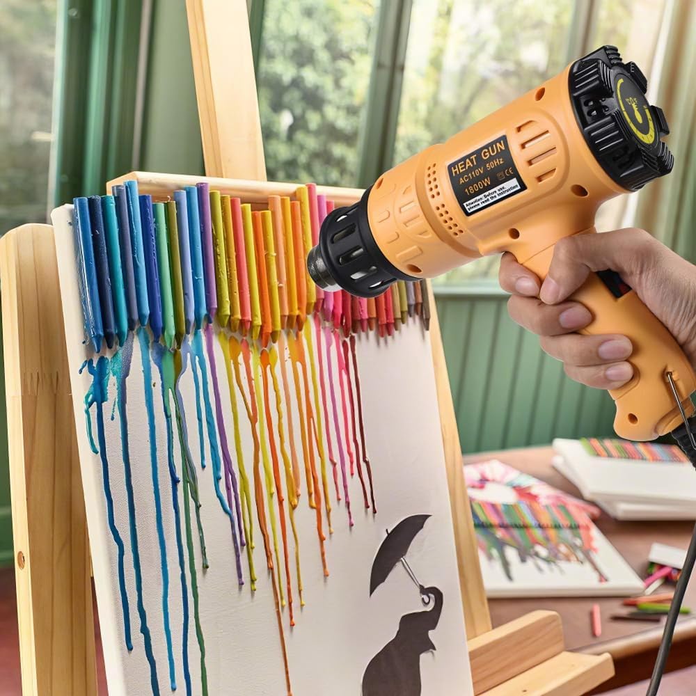 SEEKONE Heat Gun 1800W 122?-1202?(50?- 650?)Fast Heating Heavy Duty Hot Air Gun Kit Variable Temperature Control Overheat Protection with 4 Nozzles for Crafts, Shrinking PVC, Stripping Paint(5.2FT)