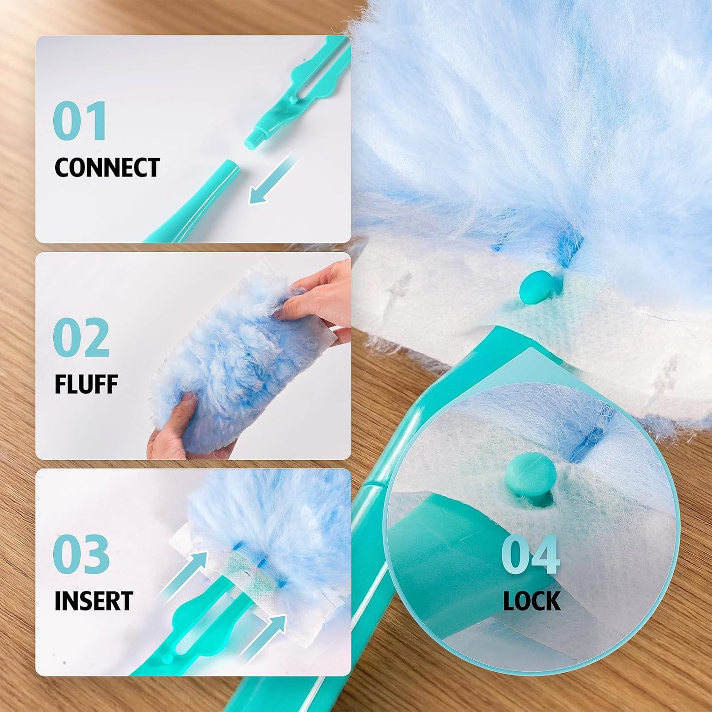 Duster Refill for Swiffer Duster, 30 Count Heavy Duty 2 Side 360?Duster Refills with 1 Handle, 4X Microfibers, Disposable Multi Surface Dusters for Cleaning