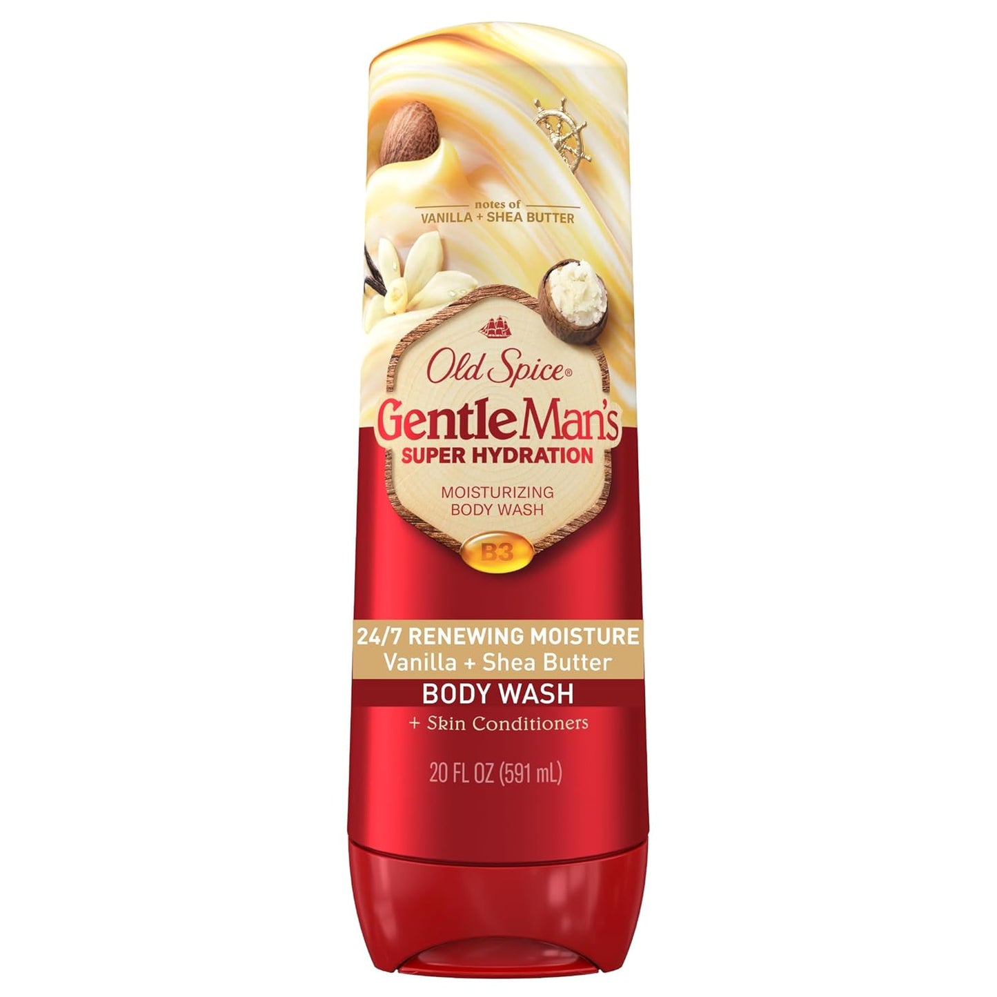 Old Spice Body Wash GentleMan? Super Hydration for Men, 24/7 Renewing Moisture, Gentle on Skin with Skin Conditioners, Vanilla + Shea Butter Scent, 20 oz
