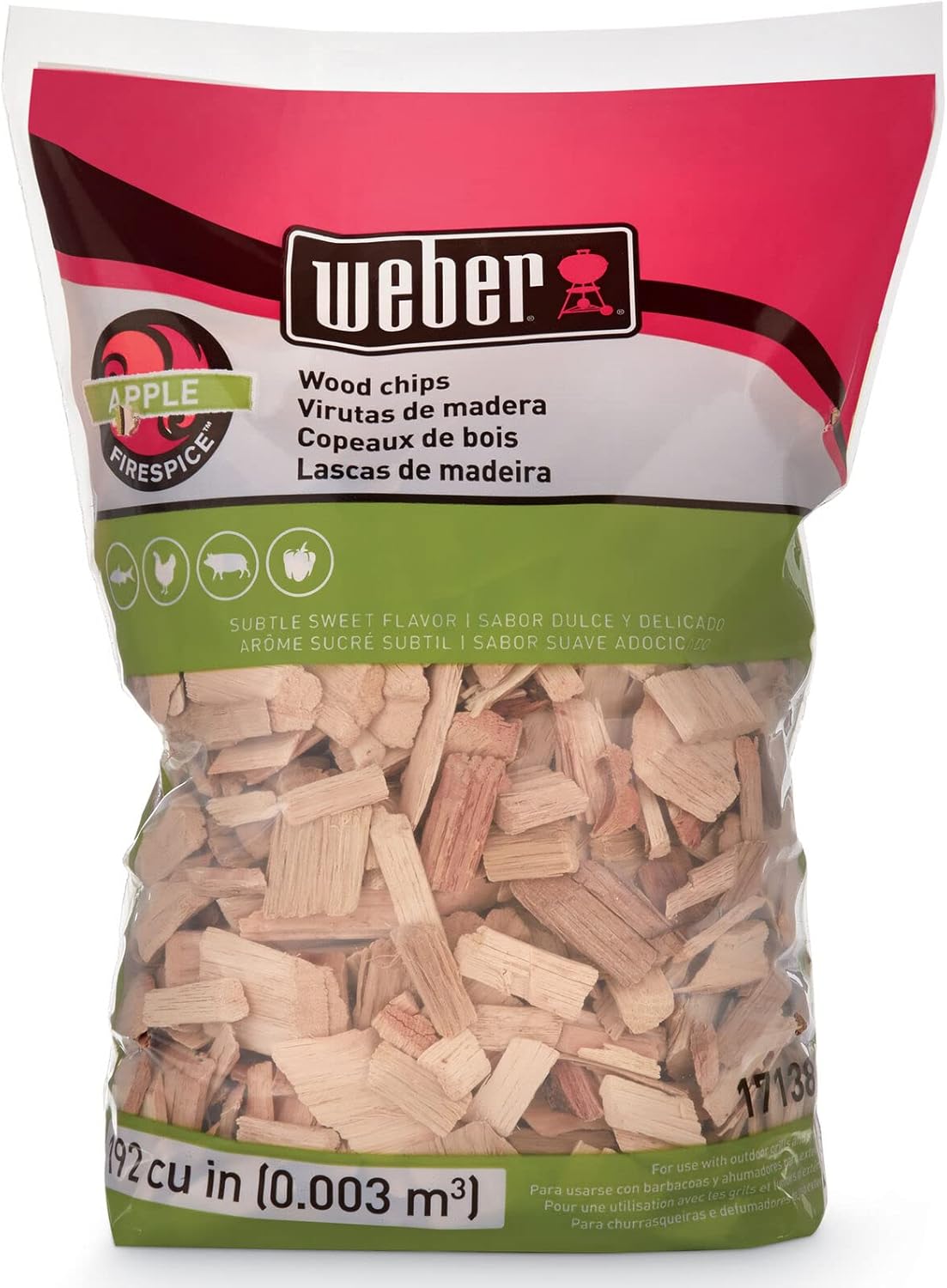 Weber Apple Wood Chips, 2 lb ?Premium BBQ Smoking & Grilling Chips for Subtle, Sweet Apple Flavor ?Ideal for Beef, Lamb, Poultry, Pork & Fish