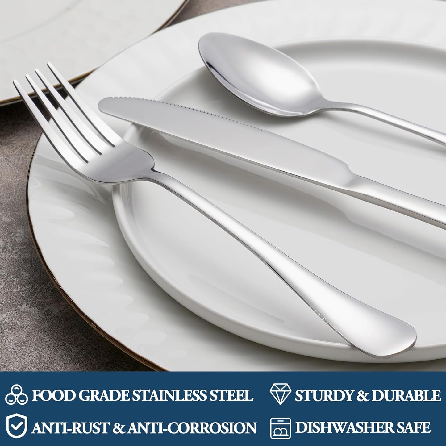 Dinner Forks,Set of 16 Top Food Grade Stainless Steel Silverware Forks,Table Forks,Flatware Forks,8 Inches,Mirror Finish & Dishwasher Safe,Use for Home,Kitchen or Restaurant