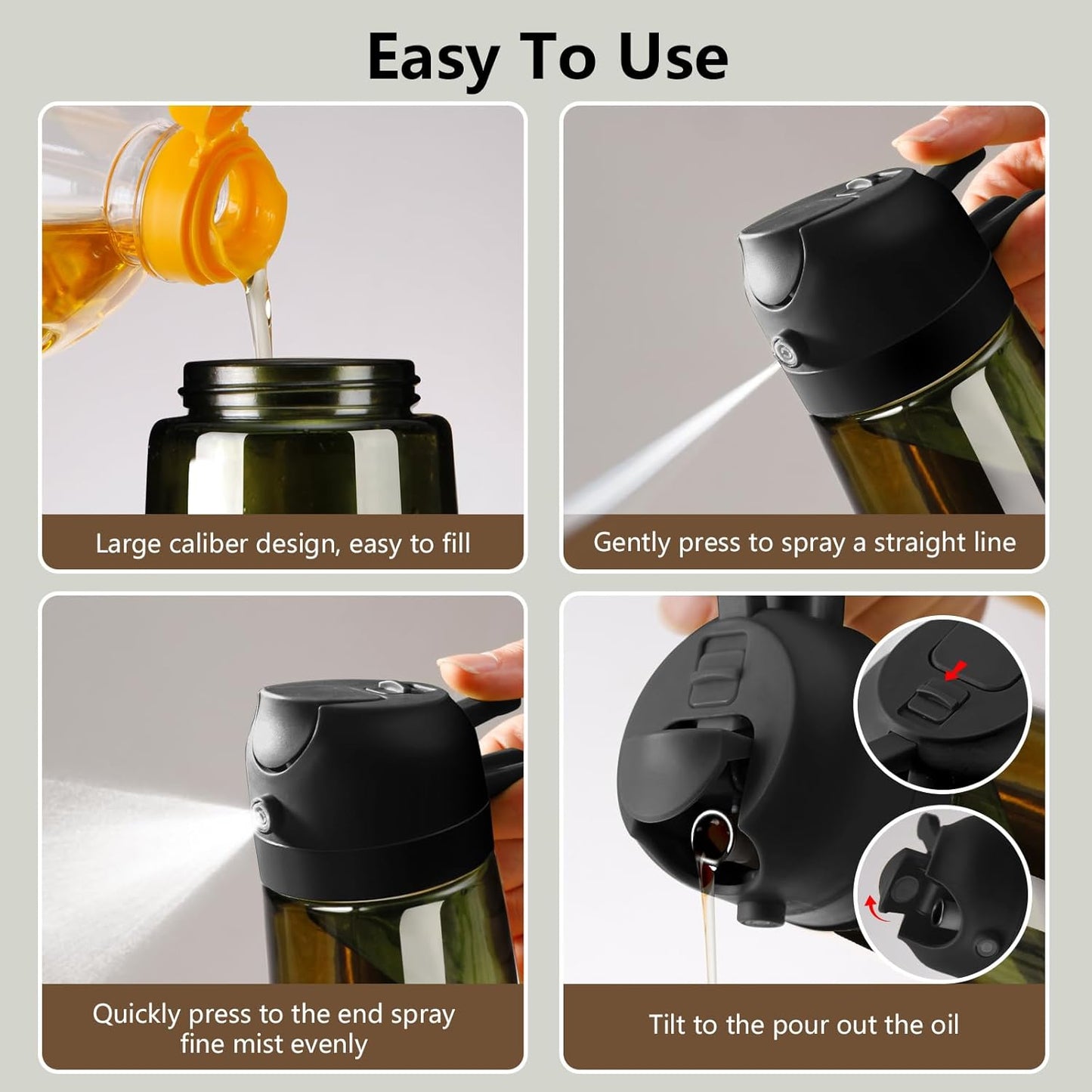 Olive Oil Sprayer for Cooking, 16oz/470ml Glass Light-Proof Oil Pourer for Kitchen, Air Fryer, Cooking, Salad, and BBQ by SWEET VIEW