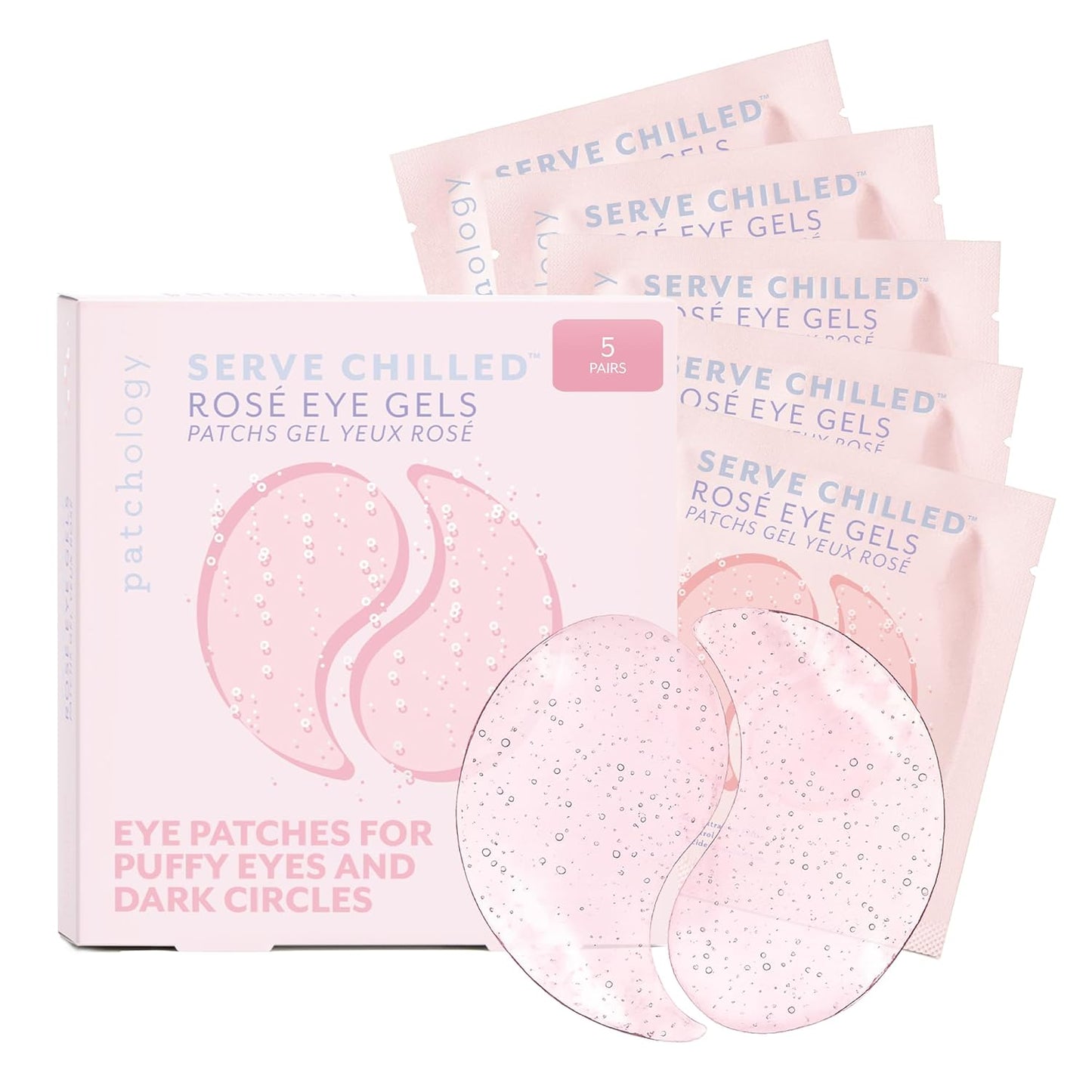 Patchology Serve Chilled Ros?Hydrating Under Eye Patches ?Hyaluronic Acid & Antioxidant-Infused Eye Masks to Reduce Dark Circles, Puffiness & Fine Lines - Ideal Skincare Essentials (5 Pairs)