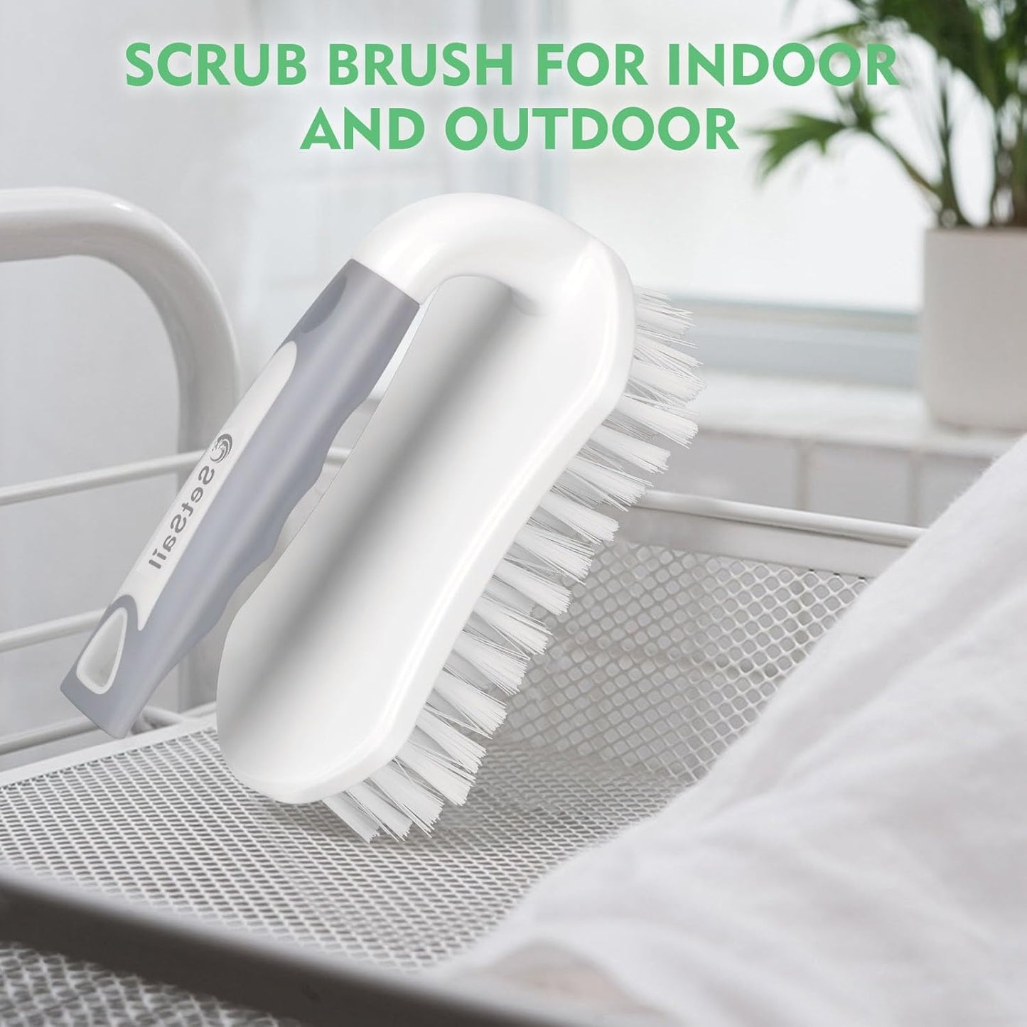 SetSail Scrub Brush, Heavy-Duty Scrub Brushes for Cleaning with Stiff Bristles Cleaning Brush for Shower, Bathroom, Carpet, Kitchen and Bathtub Scrubber - 2 Pack