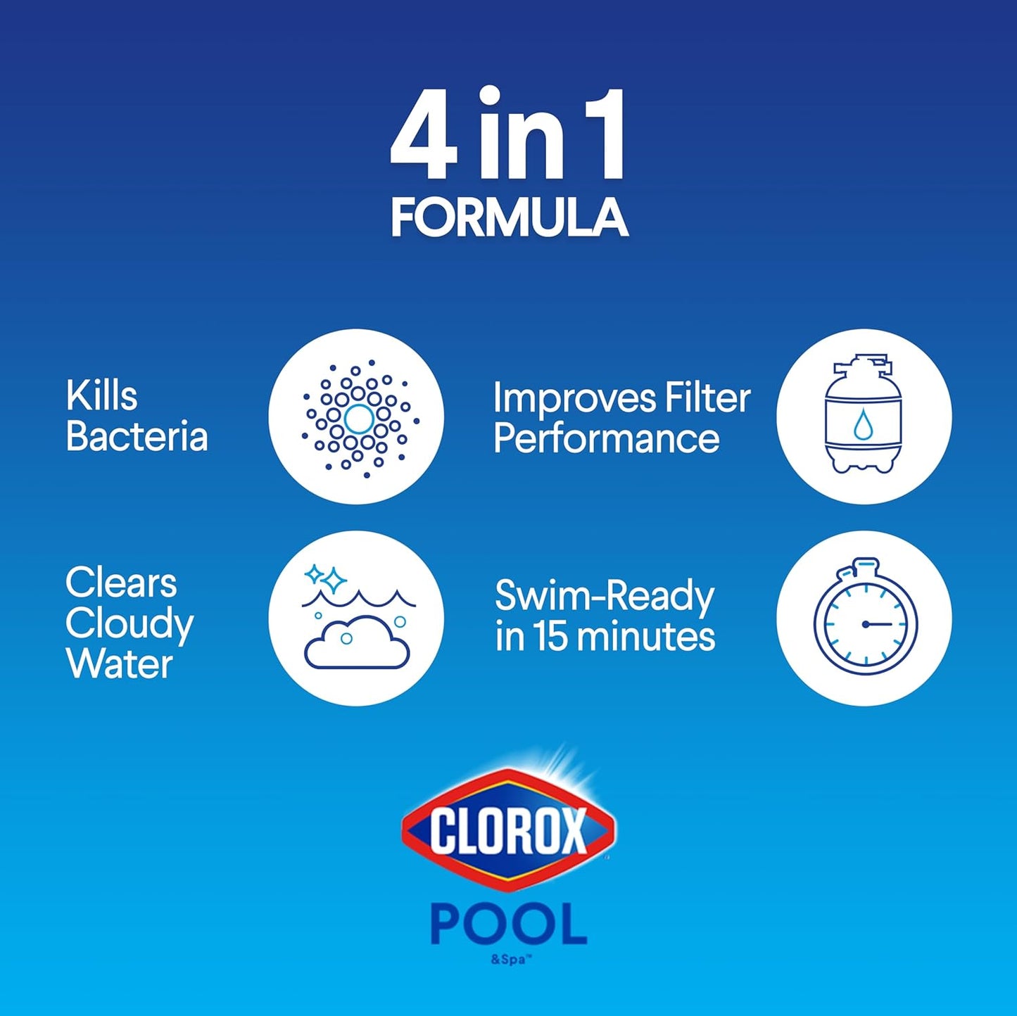 Clorox?Pool&Spa?Shock Clear, for Crystal Clear Swimming Pool Water, Swim-ready in 15 minutes, Suitable for vinyl pools (6-Pack)