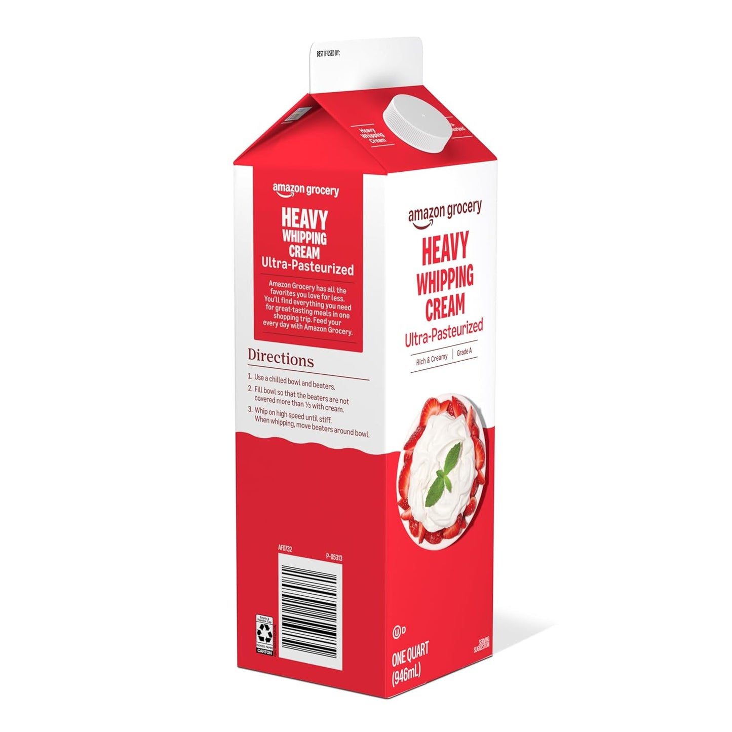 Amazon Grocery, Heavy Whipping Cream, Ultra-Pasteurized, 32 Fl Oz