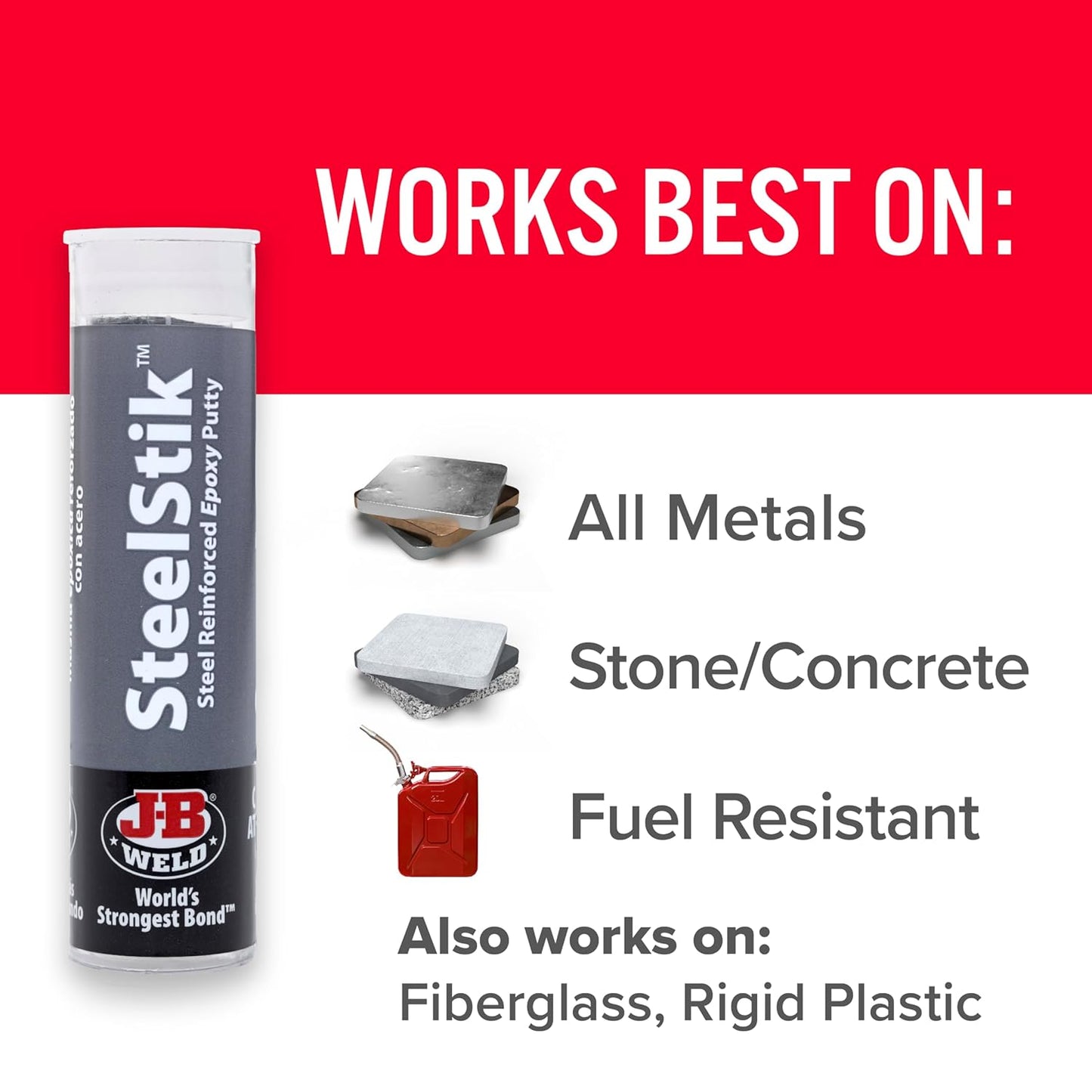 J-B Weld 8267 SteelStik Steel Reinforced Epoxy Putty Stick - 2 oz.