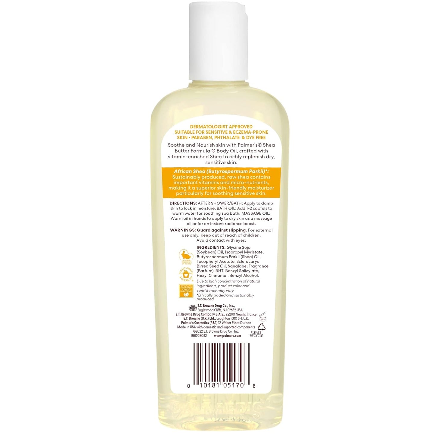 Palmer's Shea Formula Raw Shea Body Oil with Vitamin E, Deep Body Moisturizer to Soothe & Nourish Dry, Sensitive & Eczema-Prone Skin, 8.5 oz