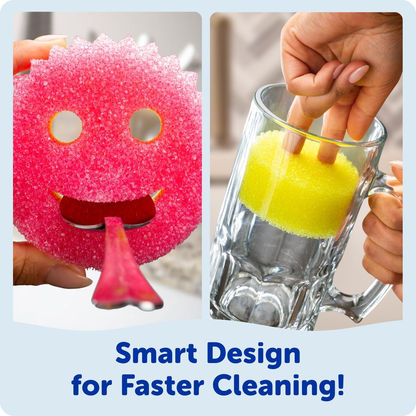Scrub Daddy Scrub Mommy Sponges - Dish Scrubber + Non-Scratch Cleaning Sponges Kitchen, Bathroom + Multi-Surface Safe - Dual-Sided Dish Sponges for Scrubbing - Online Exclusive (3 Count)