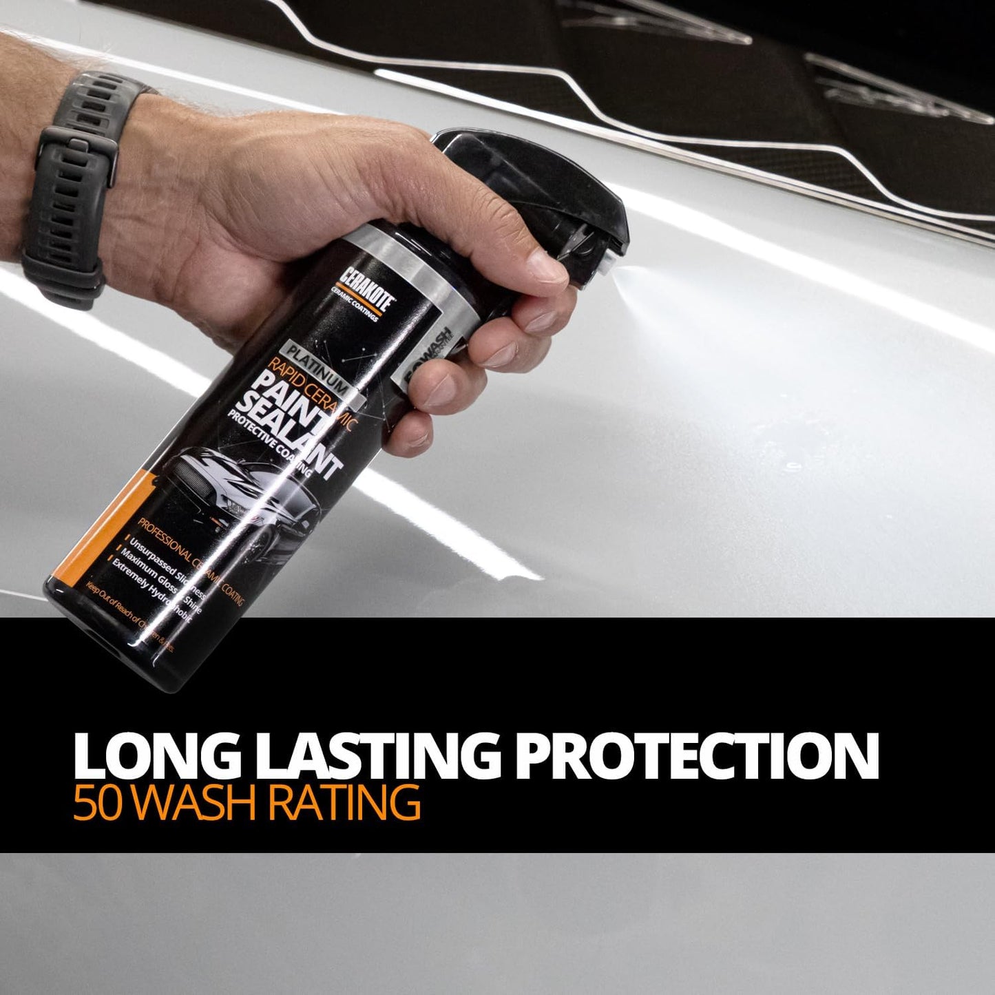 CERAKOTE?Platinum Rapid Ceramic Paint Sealant Spray - 14 oz. - 50 Wash Rating - Maximum Gloss & Shine ?Extremely Hydrophobic ?Unmatched Slickness - Ceramic Spray Coating