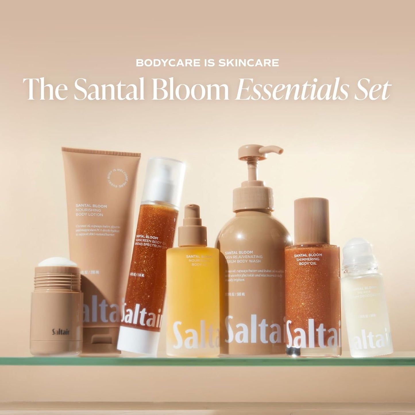Saltair Body Oil - Luxurious Santal Bloom After Shower and Bath Oil for Women and Men. Botanical, Non-Greasy, Well-Absorbing Moisturizer for Hydrating Dry Skin ?4oz Pump Bottle