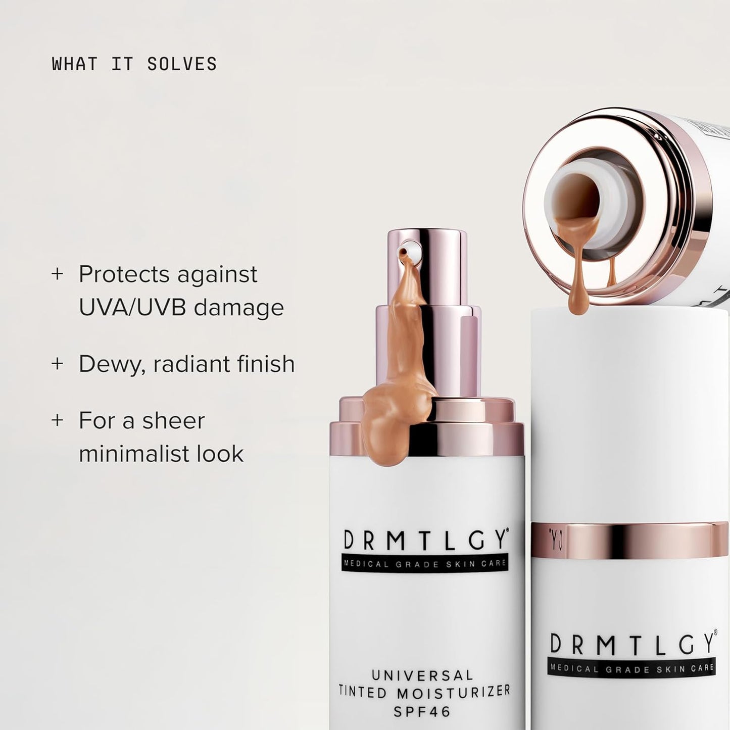 DRMTLGY Universal Tinted Moisturizer SPF 46 ?Hydrating Dewy Tinted Sunscreen for Face with Zinc Oxide & Octinoxate ?Niacinamide & Hyaluronic Acid ?Broad Spectrum Lightweight Daily SPF, 1.7 oz