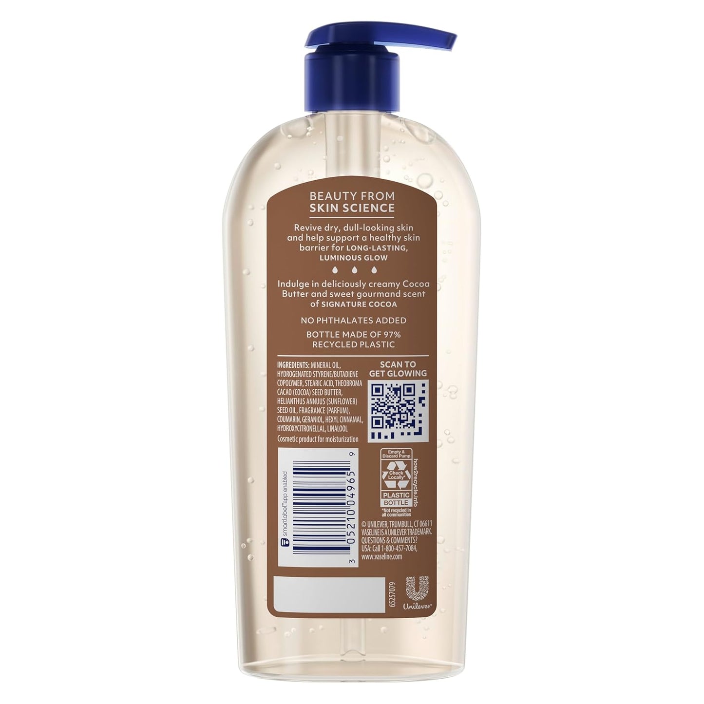 Vaseline Intensive Care Cocoa Radiant Body Gel Oil with 100% Pure Cocoa Butter, 12 oz