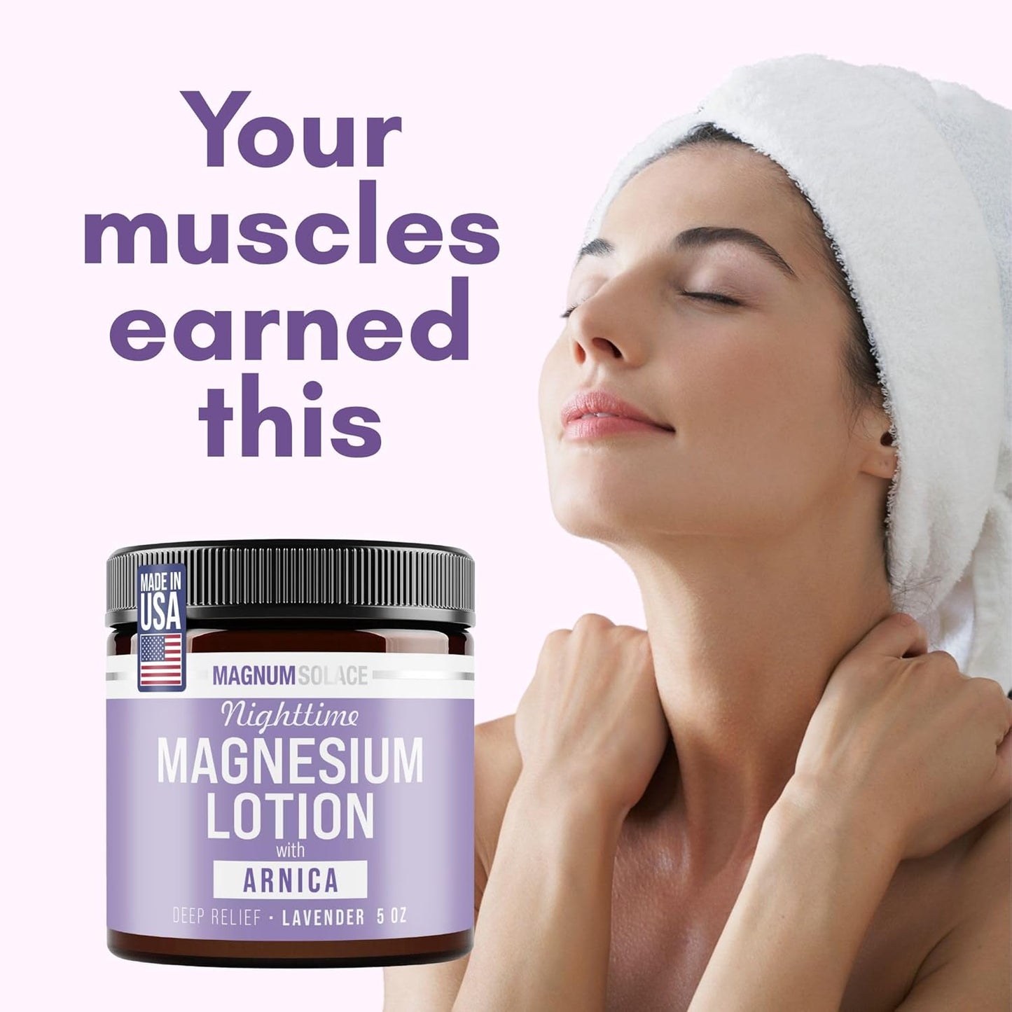 Magnum Solace Nighttime Magnesium Lotion with Arnica ?Highly Concentrated Magnesium for Muscles & Joints ?Apply to Legs or Feet Before Bed ?Skin-Friendly