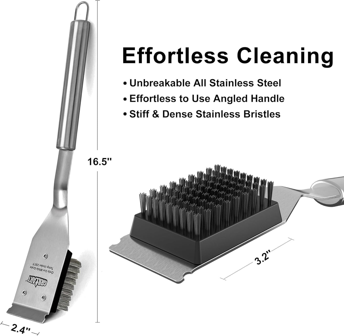 GRILLART Grill Brush and Scraper, Wire BBQ Grill Brush for Outdoor Grill, 16.5?Grill Cleaning Brush BBQ Grill Accessories, Safe Grill Cleaner Brush-Ideal Gift for Men/Dad BBQ Brush for Grill Cleaning