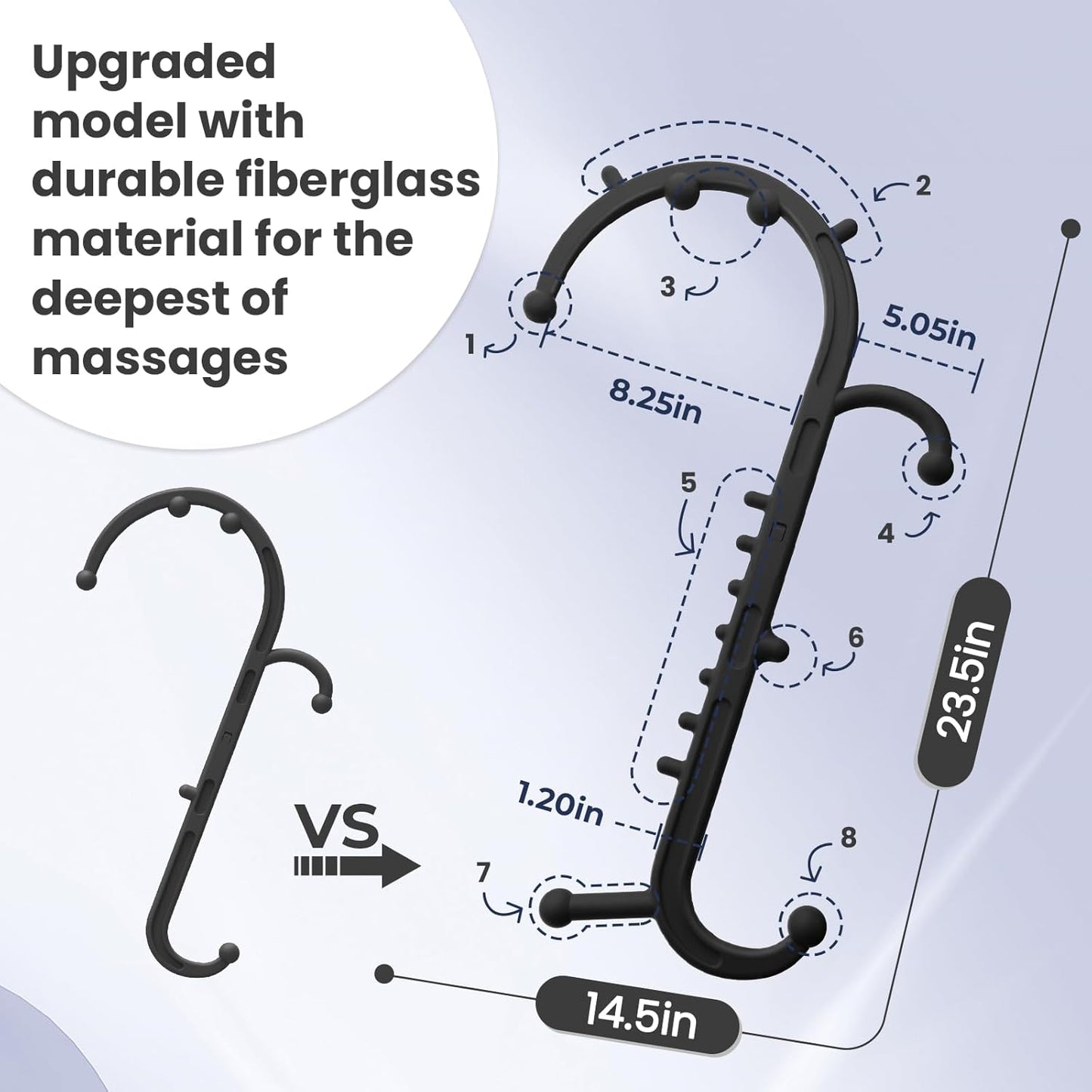 Ranarose Deep Tissue Back & Neck Massager - Back Massager Stick for Pain Relief, Muscle Knot Remover, Trigger Point Massage Tool for Full Body, Shoulders, Legs - Pressure Point Massage Tool (Black)