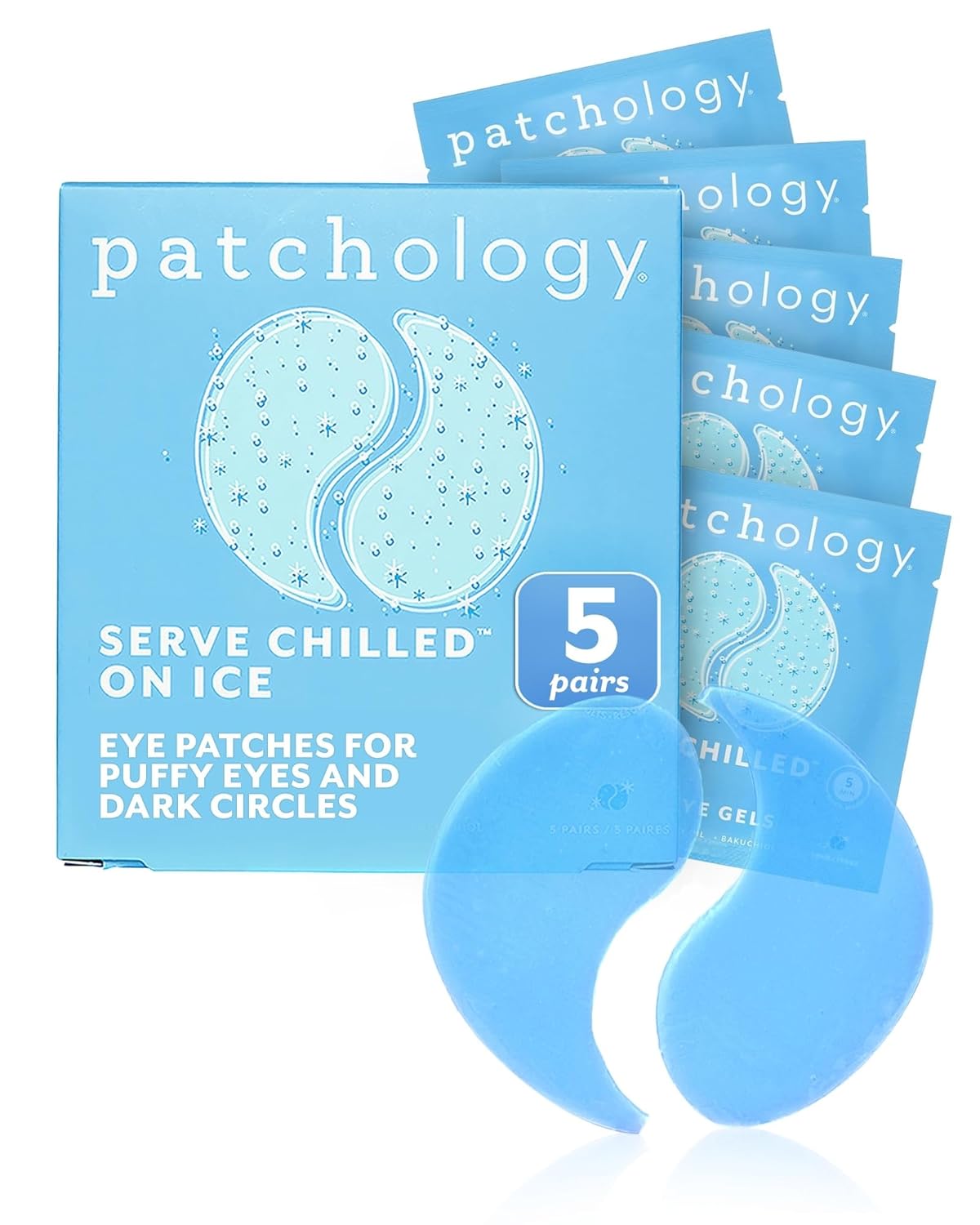 Patchology Iced Cooling Under Eye Mask Patches with Peptides, Cloudberry Oil & Bakuchiol ?Firming & Soothing Eye Gels to Reduce Fine Lines and Under Eye Bags ?Hydrating Under Eye Pads (5 Pairs)