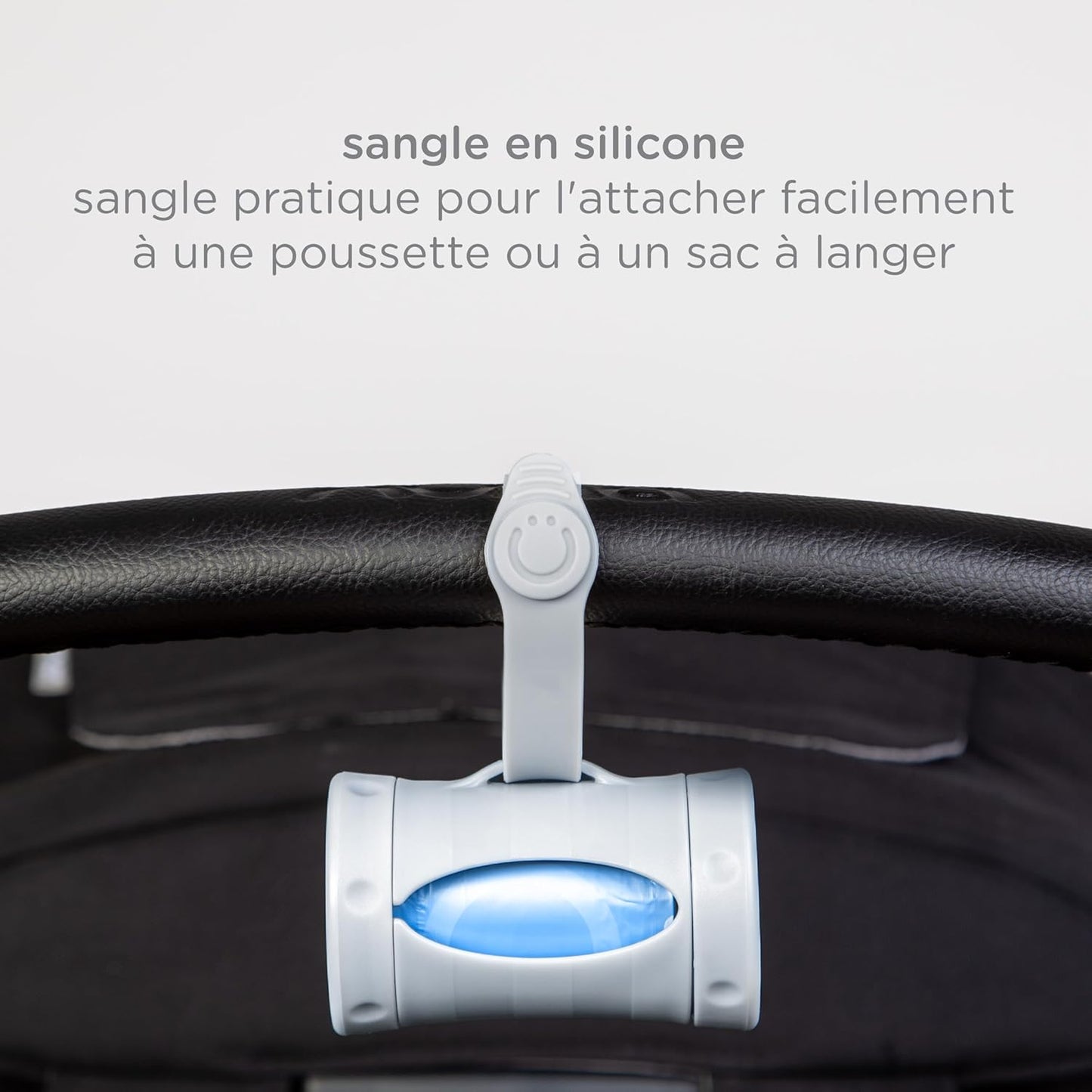Ubbi Retractable On the Go Bag Dispenser for Travel, Diaper Bag Accessory Must Have for Newborn, Helpful Item, Baby Gift, Lavender Scented, Gray