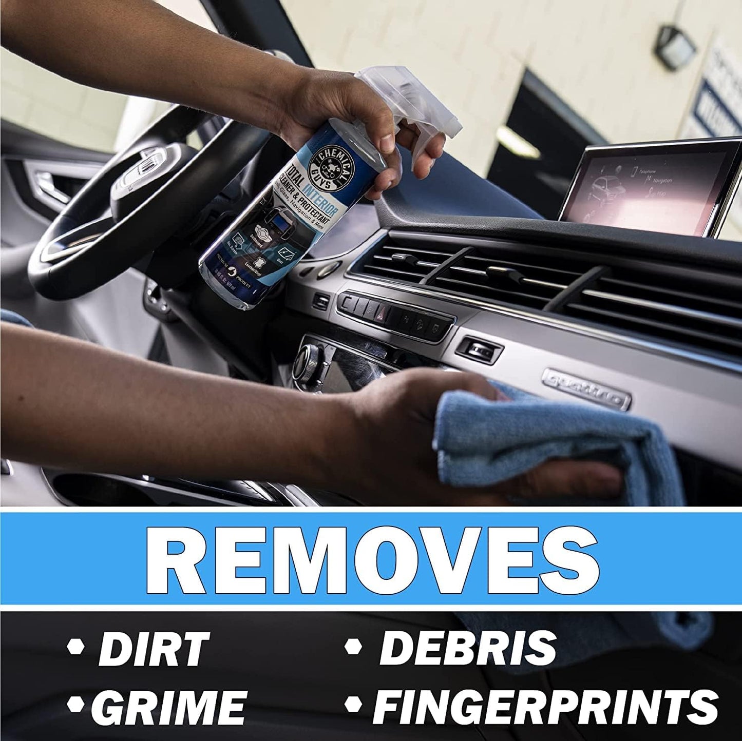 Chemical Guys Total Interior Cleaner & Protectant Interior Cleaner, Cleans & Protects Leather, Vinyl, Plastic, Rubber, Glass with a Streak-Free Finish ?Cars, Trucks, SUVs, RVs, 16 oz