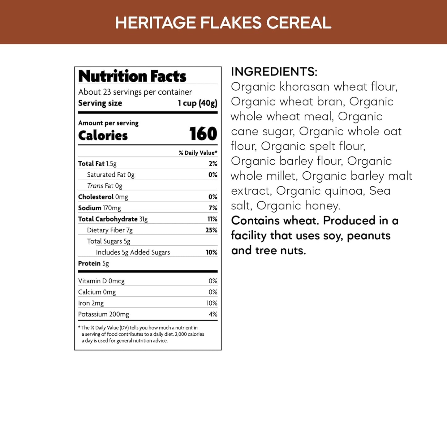 Nature's Path Organic Heritage Flakes?Cereal, 33.5 oz (Pack of 1), Ancient Grains, 23g Whole Grains, Non-GMO