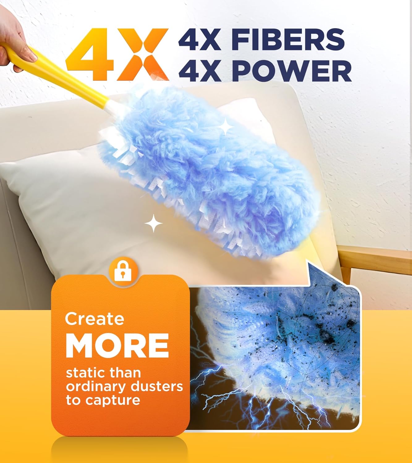Heavy Duty Duster Refills for Swiffer Duster, 20 Count Duster Refills with 1 Handle, Multisurface 360?Dusters with 4X Microfibers, Unscented Disposable Dusters for Cleaning