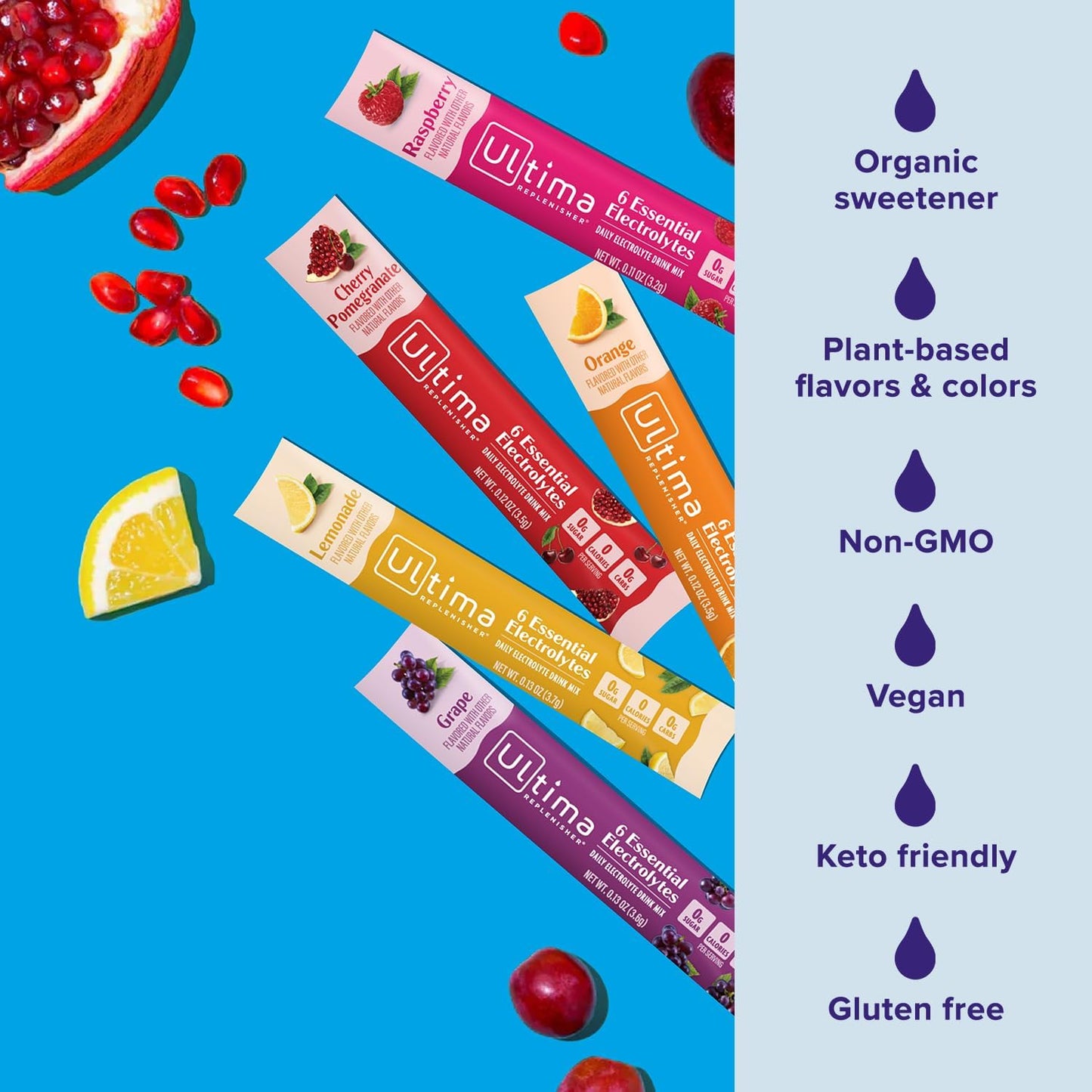 Ultima Replenisher Daily Electrolyte Powder ?Original Variety Pack, 20 Stickpacks ?Zero Sugar Hydration Packets with 6 Electrolytes and Minerals ?Sugar Free, Plant Based & Keto Friendly Drink Mix