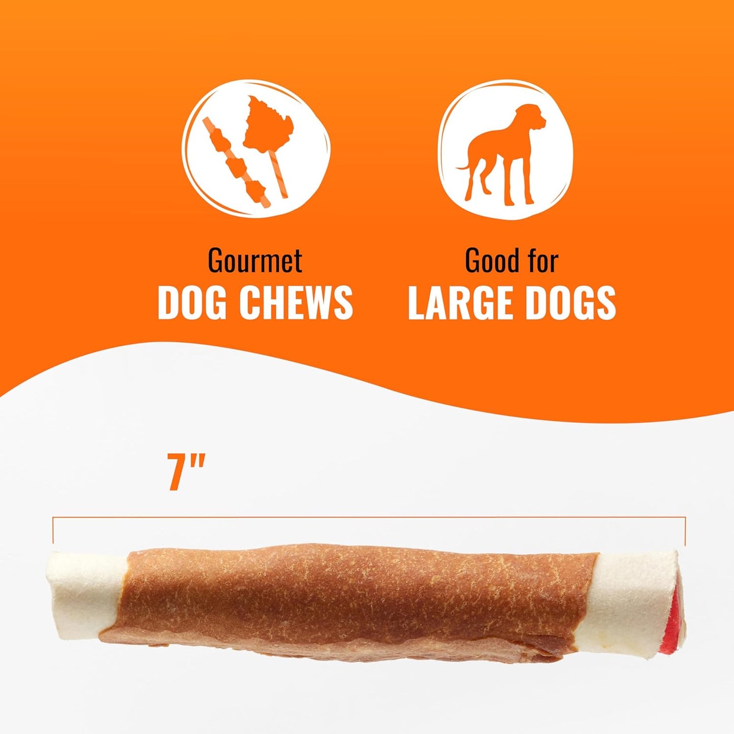 Good ??Fun Triple Flavor Rolls for Large Dogs, Treat Your Dog to Long-Lasting Chews Made with Real Beef Hide and Chicken, 6 Count