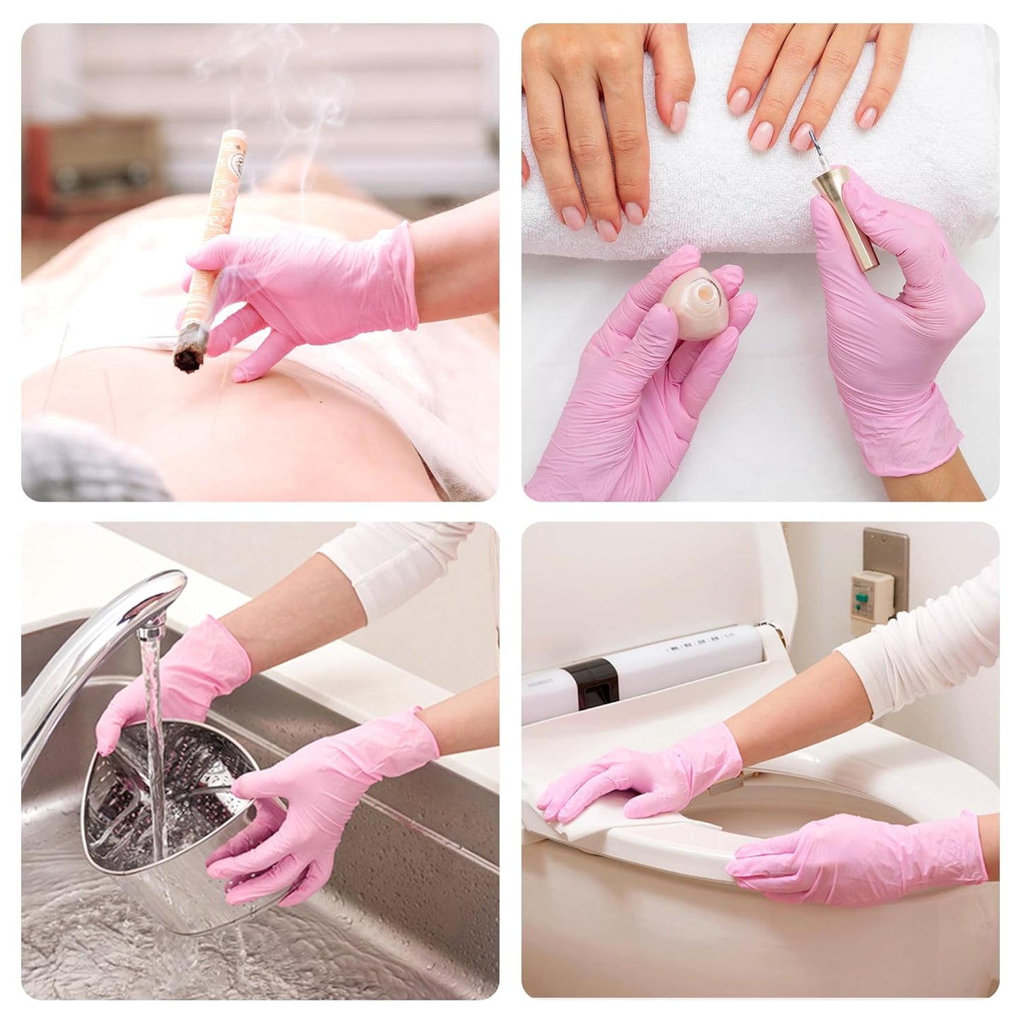 SwiftGrip Pink Nitrile Gloves, 3-mil, Industrial Gloves Disposable Latex Free, for Cleaning & Esthetician, Rubber Powder-Free, 100-ct Box (Small)