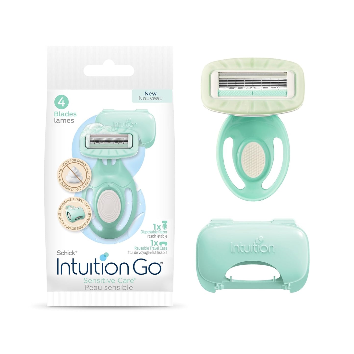 Schick Intuition Go Disposable Razor for Sensitive Skin, 1ct, Razors Sensitive Skin, Women? Disposable Razors with Organic Aloe, Travel Razor | Stocking Stuffer