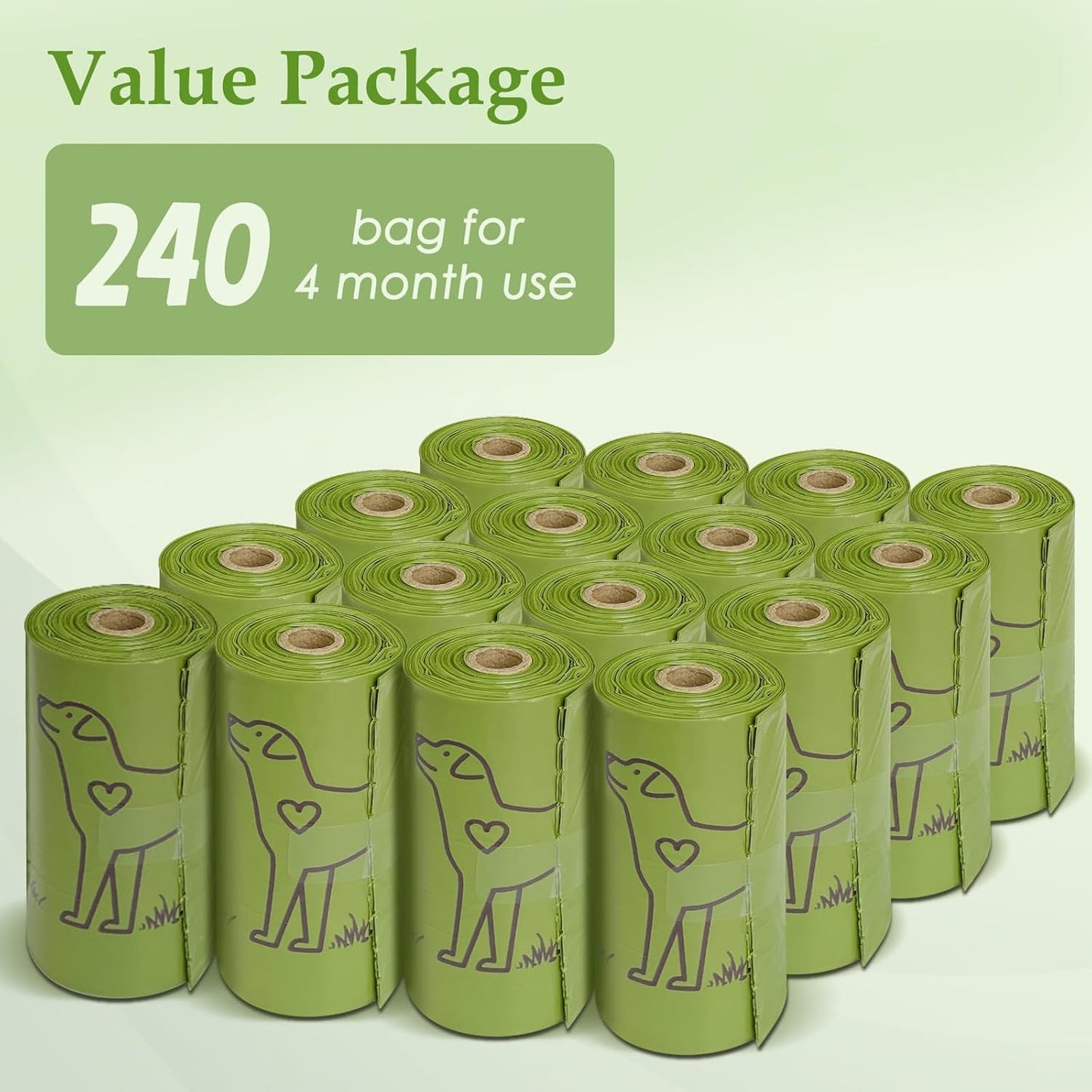 240 Count Lavender Scented 13?x 9?Dog Poop Bags Rolls, Leakproof Strong & Sturdy Waste Bags for Doggie Cat Pet