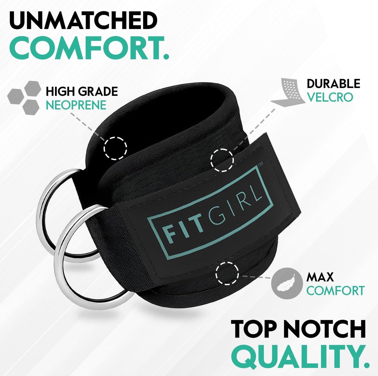 FITGIRL Ankle Strap for Cable Machine ?Premium Padding and Comfort for Cable Exercise Machines, Cable Exercise Attachment for Home & Gym, Glute Workouts - Kickbacks, Leg Extensions, Hip Abductors